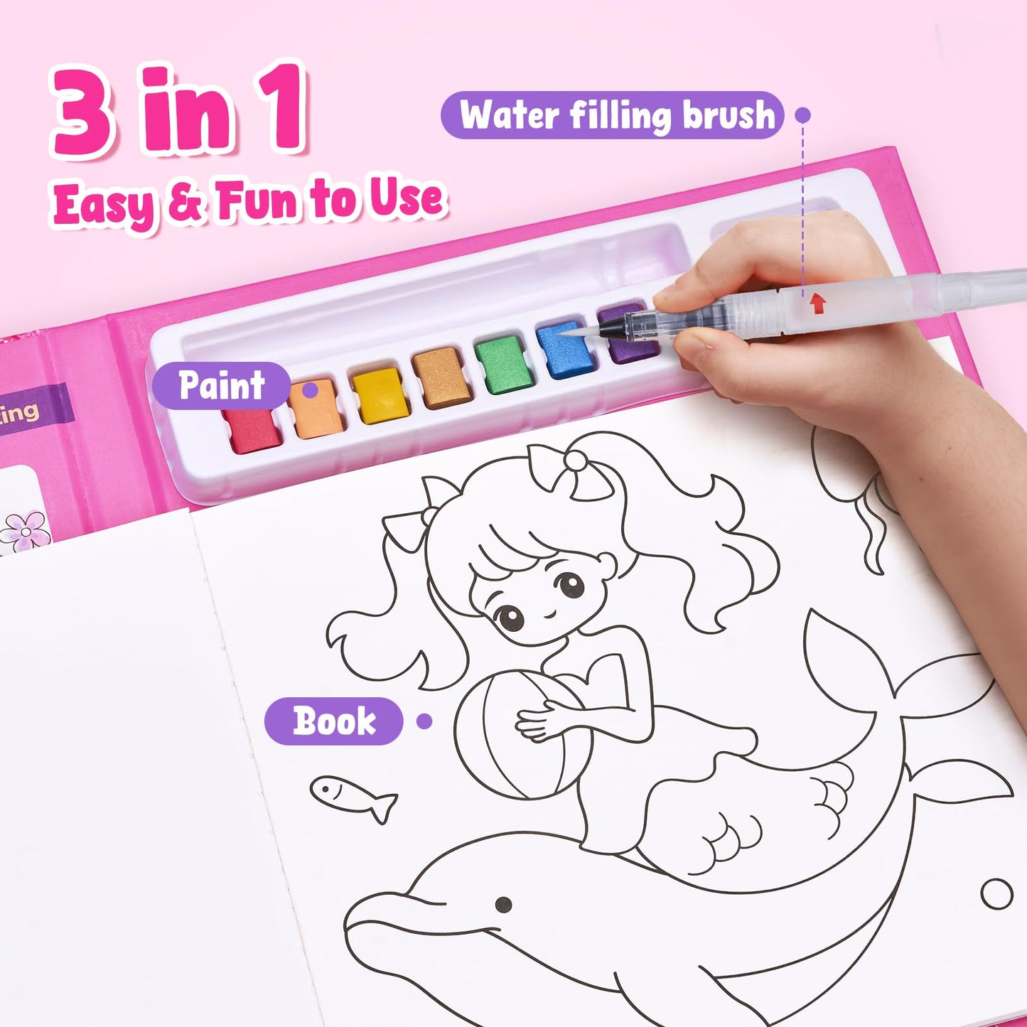 JoyCat Paint with Water Coloring Book — Mess-Free Art & Craft Kit for Kids 4-8