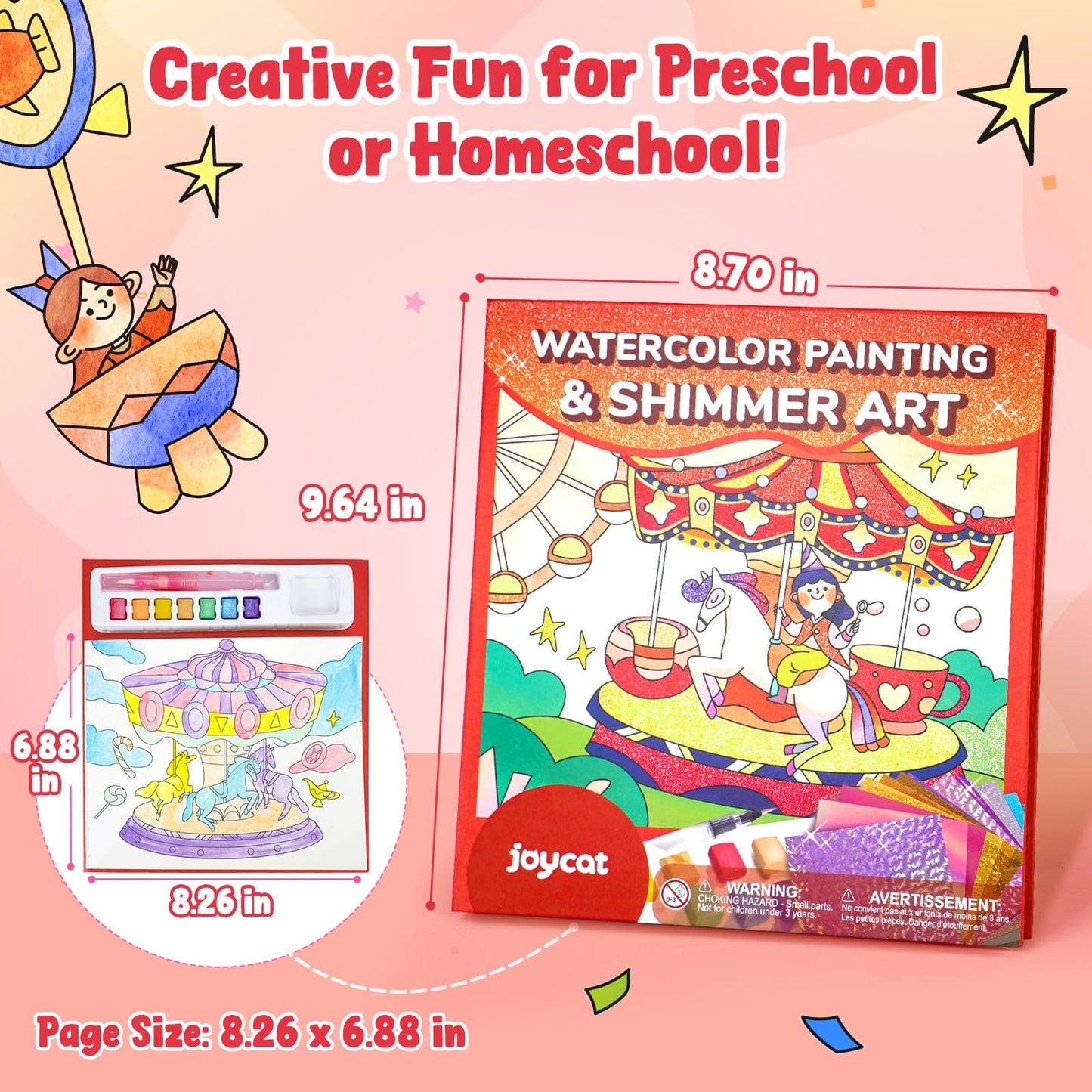 JoyCat Paint with Water Coloring Books for Kids 4-8 – No Mess Art Kit (Funfair)