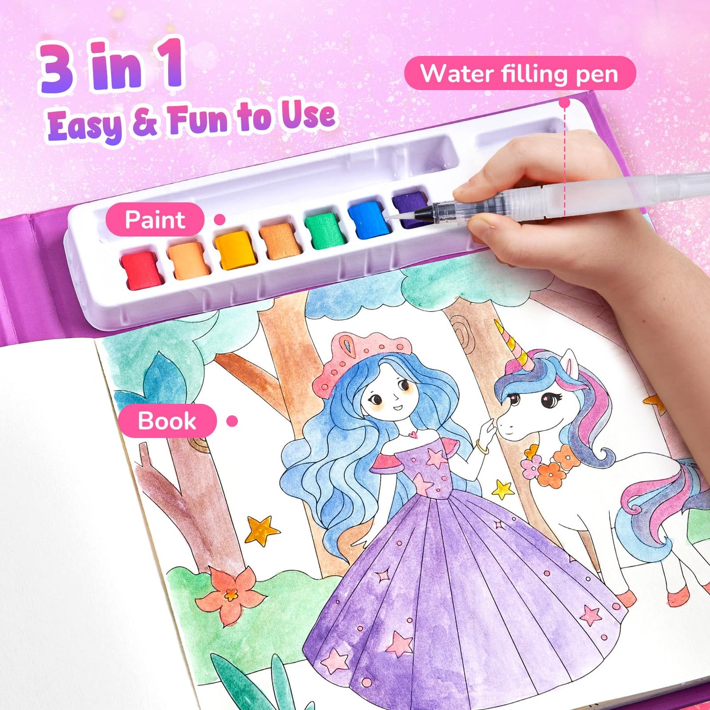 JoyCat Paint with Water Coloring Books for Kids 4-8 | Mess-Free Art