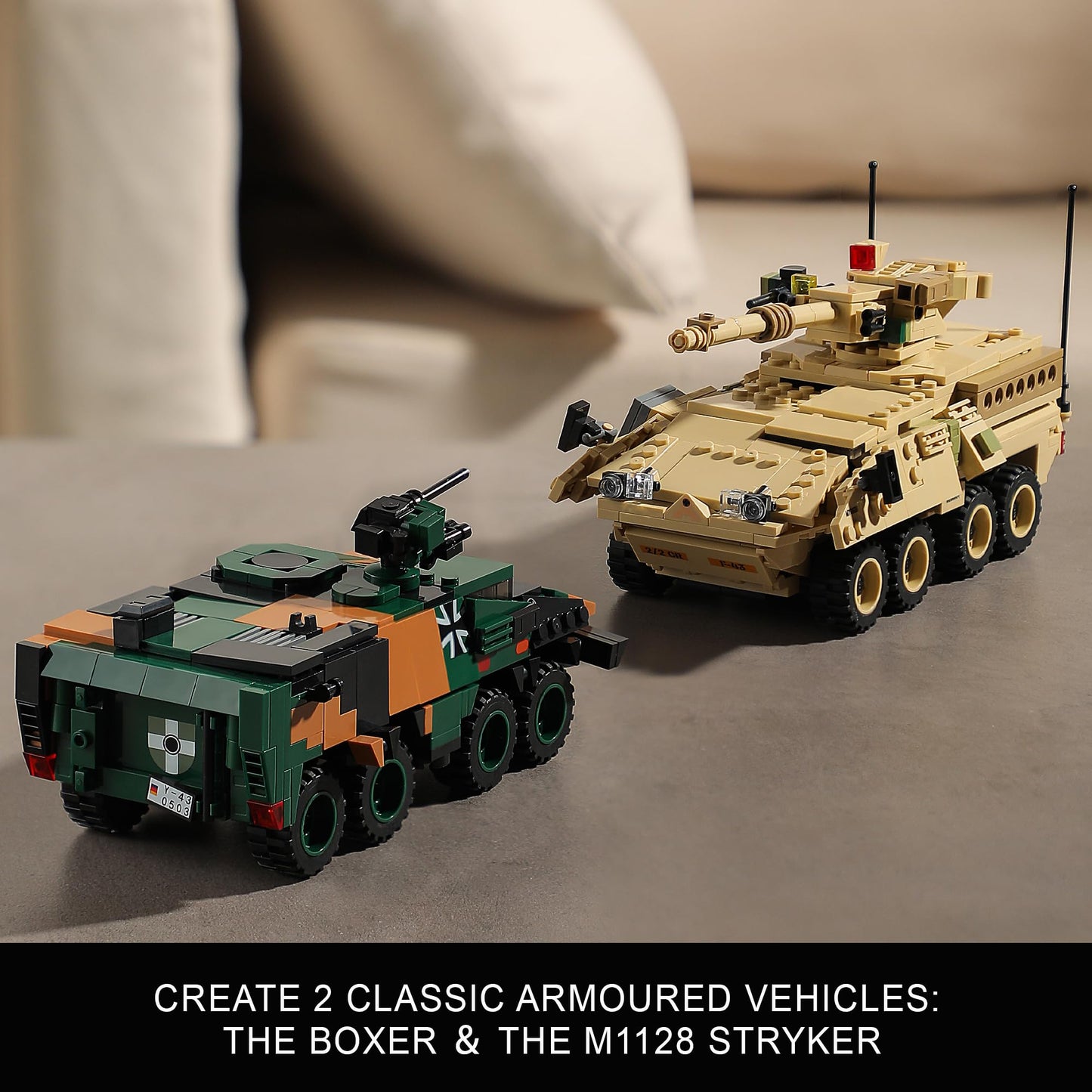 JOYCOLI Boxer & Stryker Military Vehicles Building Sets – 896 Pieces, Lego Compatible, Ages 8+