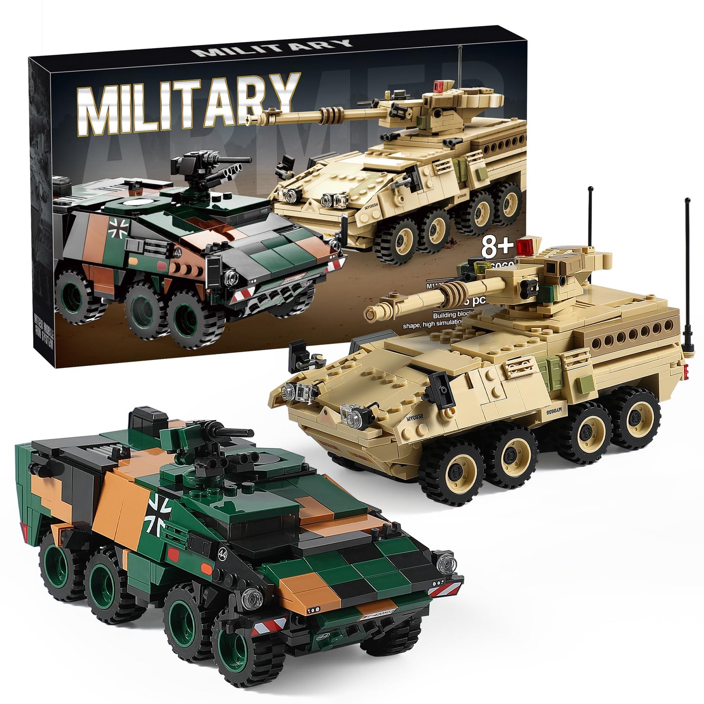 JOYCOLI Boxer & Stryker Military Vehicles Building Sets – 896 Pieces, Lego Compatible, Ages 8+