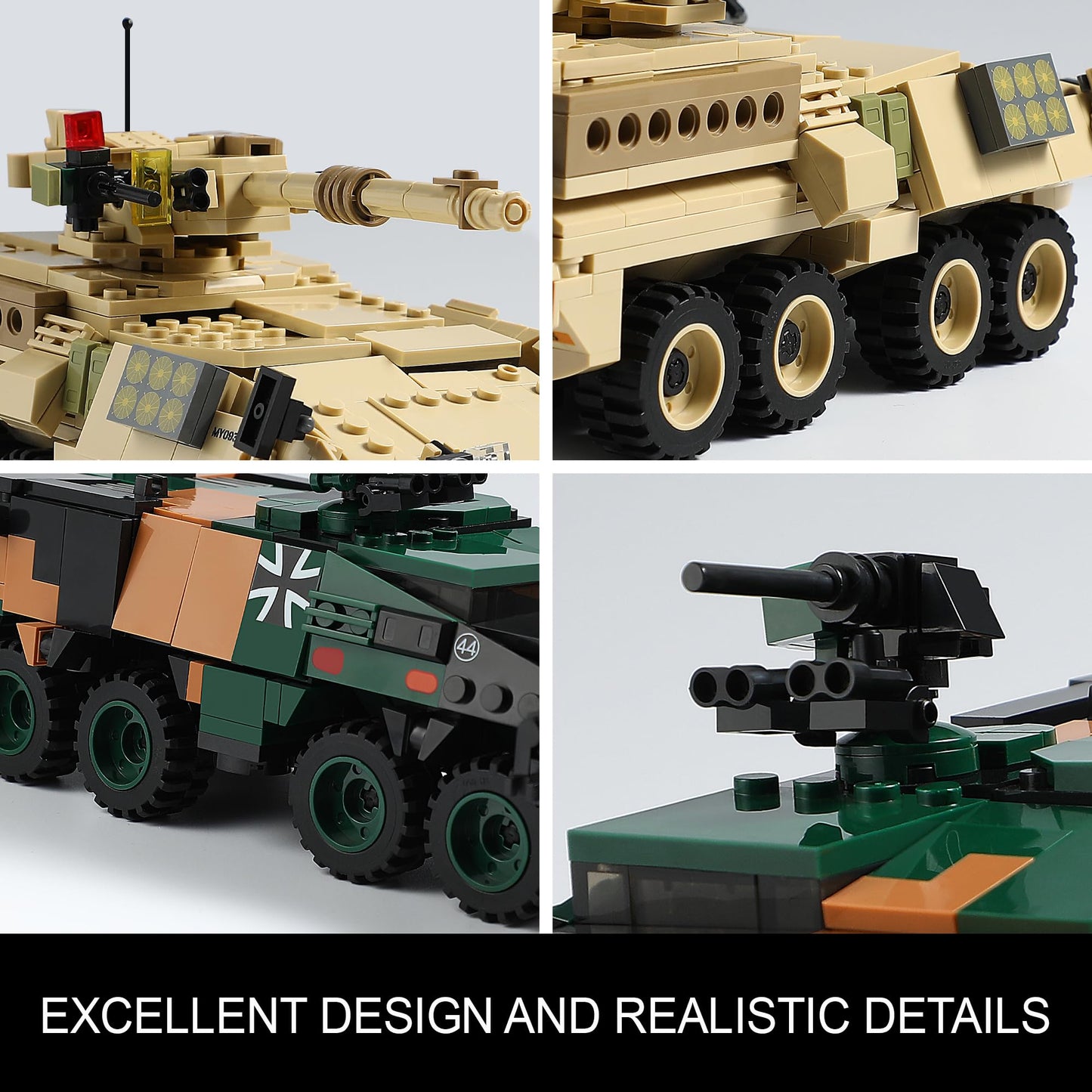 JOYCOLI Boxer & Stryker Military Vehicles Building Sets – 896 Pieces, Lego Compatible, Ages 8+