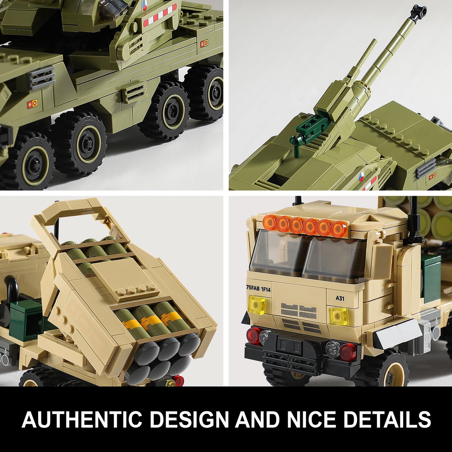 JOYCOLI Military Vehicles Building Sets – HIMARS Rocket Launcher & Dana M2 Howitzer | LEGO-Compatible STEM Toys for Ages 8-14