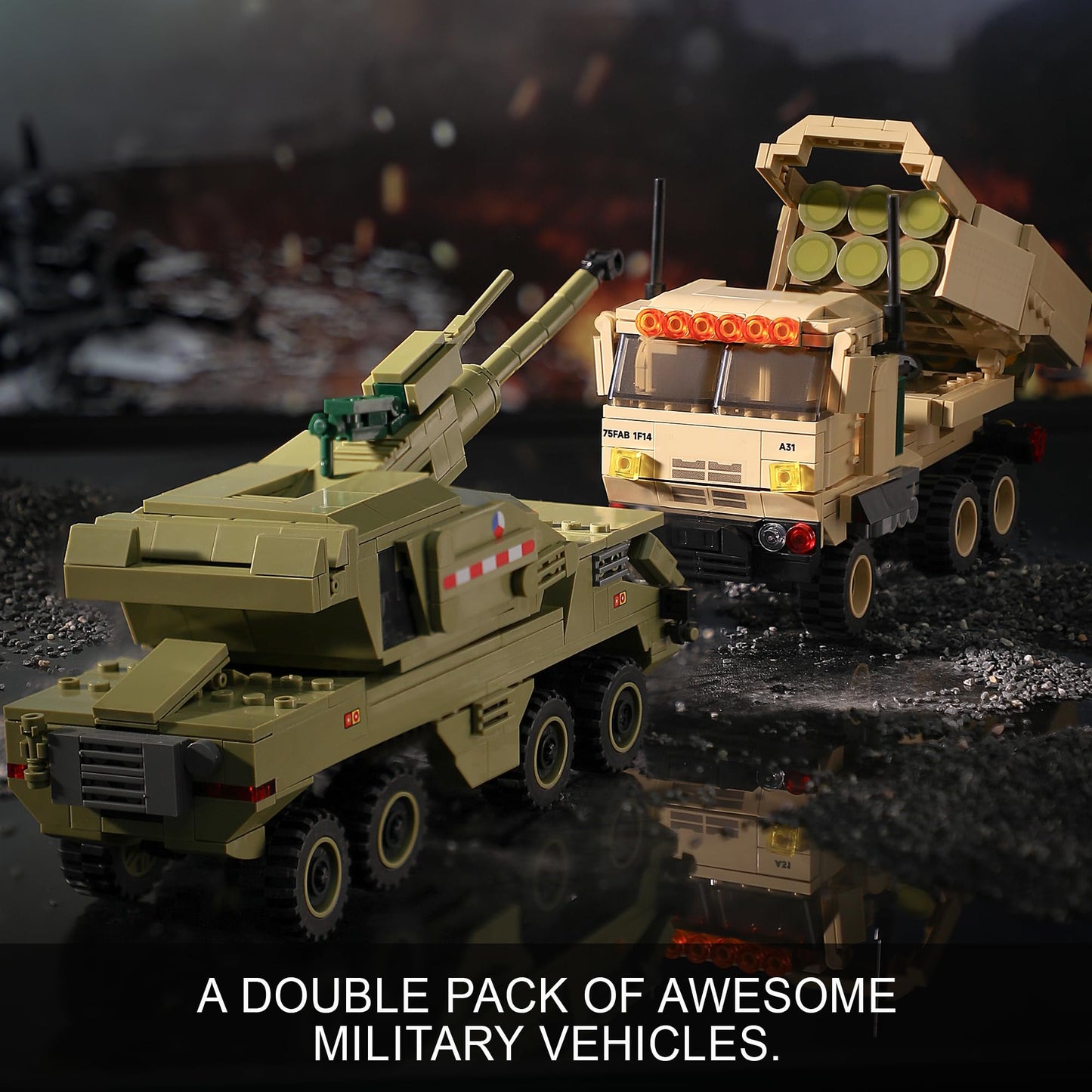 JOYCOLI Military Vehicles Building Sets – HIMARS Rocket Launcher & Dana M2 Howitzer | LEGO-Compatible STEM Toys for Ages 8-14