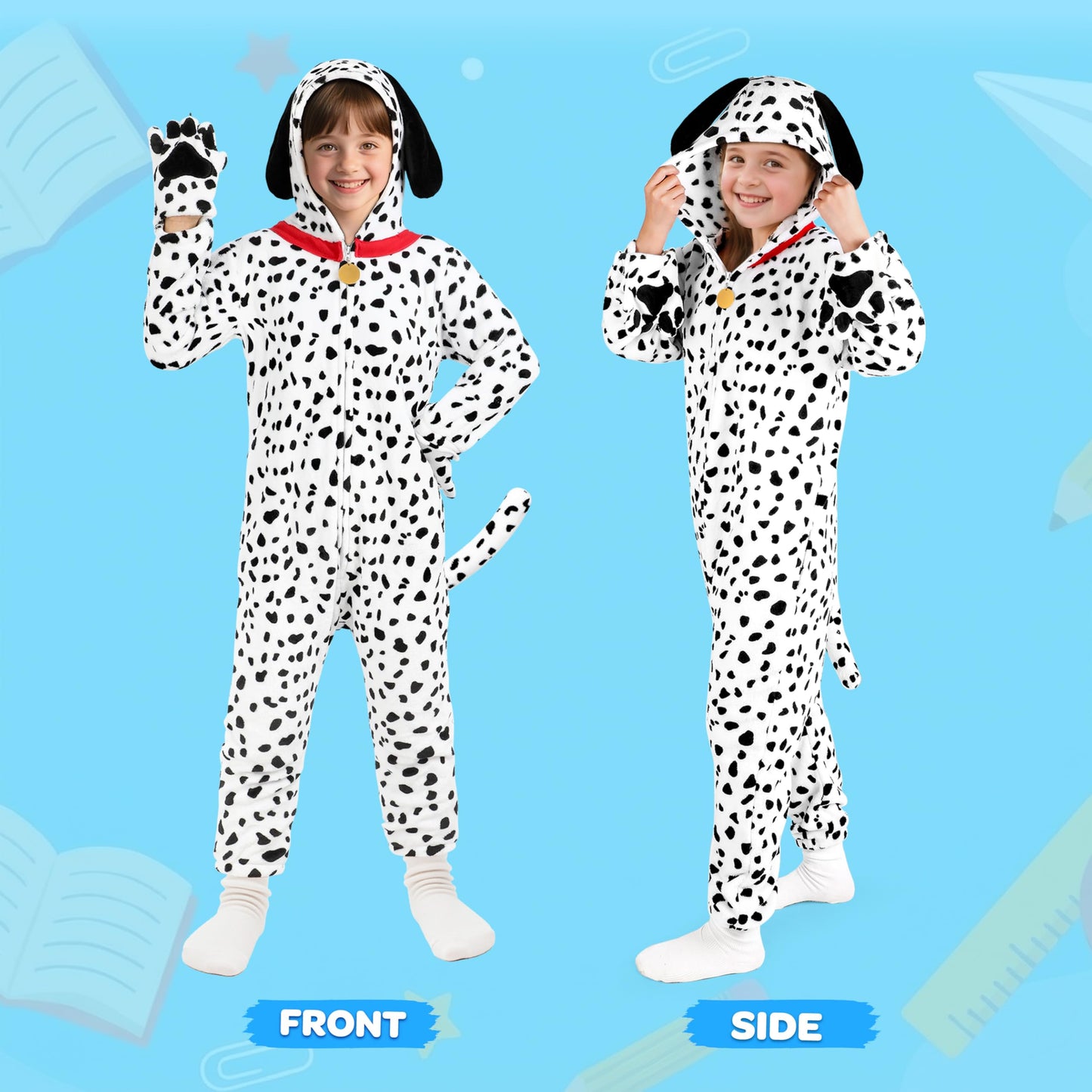 Joycover Halloween Dalmatian Costume Kids - Soft Spotted Dalmatian Dog Onesie (Size L)