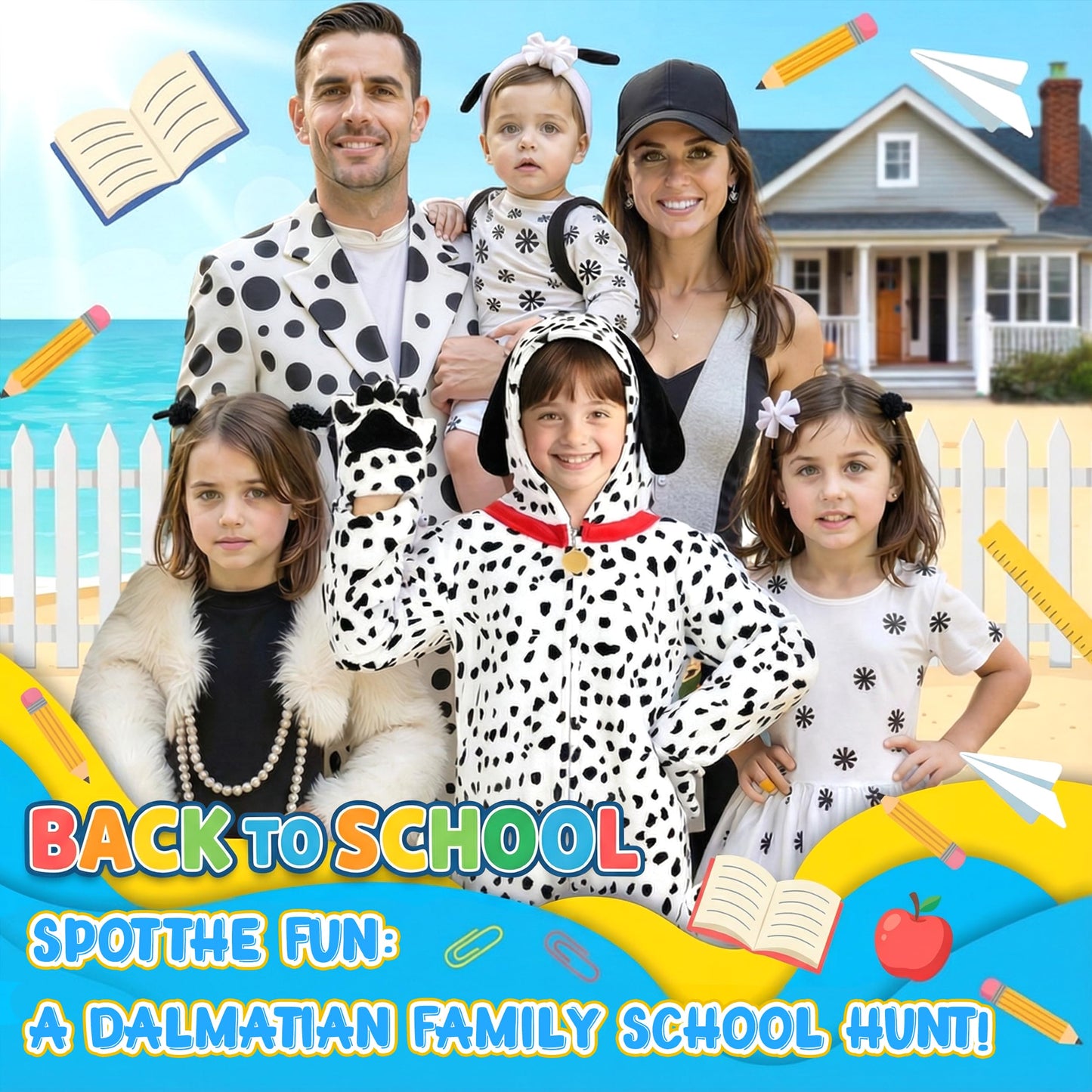 Joycover Halloween Dalmatian Costume Kids - Soft Spotted Dalmatian Dog Onesie (Size L)