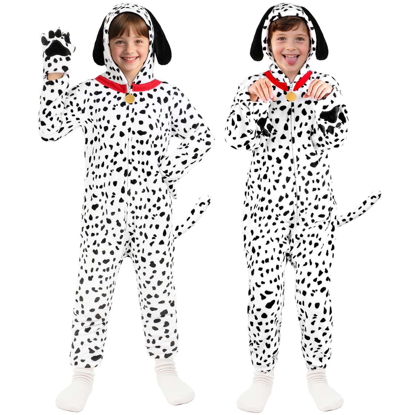 Joycover Halloween Dalmatian Costume Kids - Soft Spotted Dalmatian Dog Onesie (Size L)