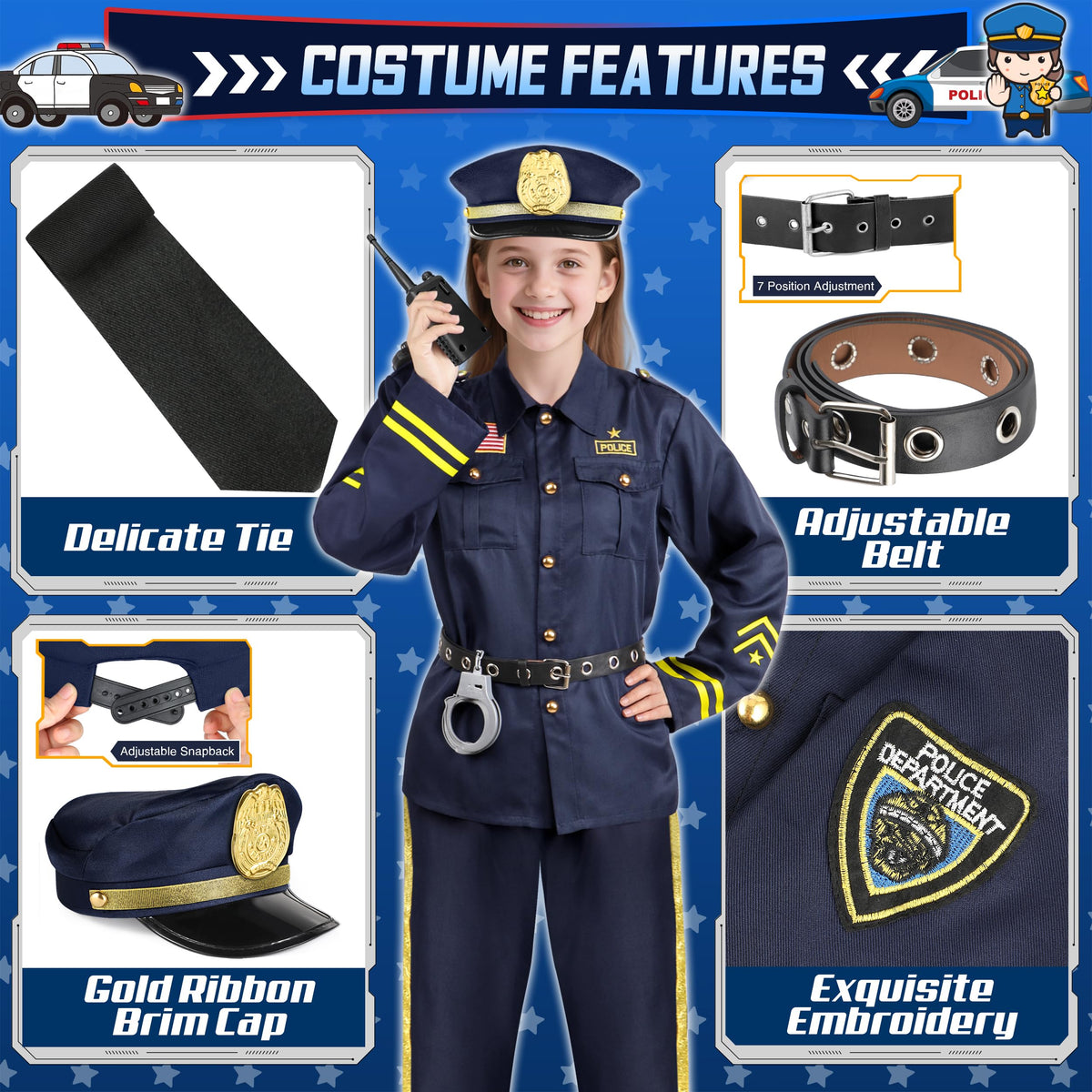 Joycover Police Costume for Kids – Uniform & Accessories Set for Halloween