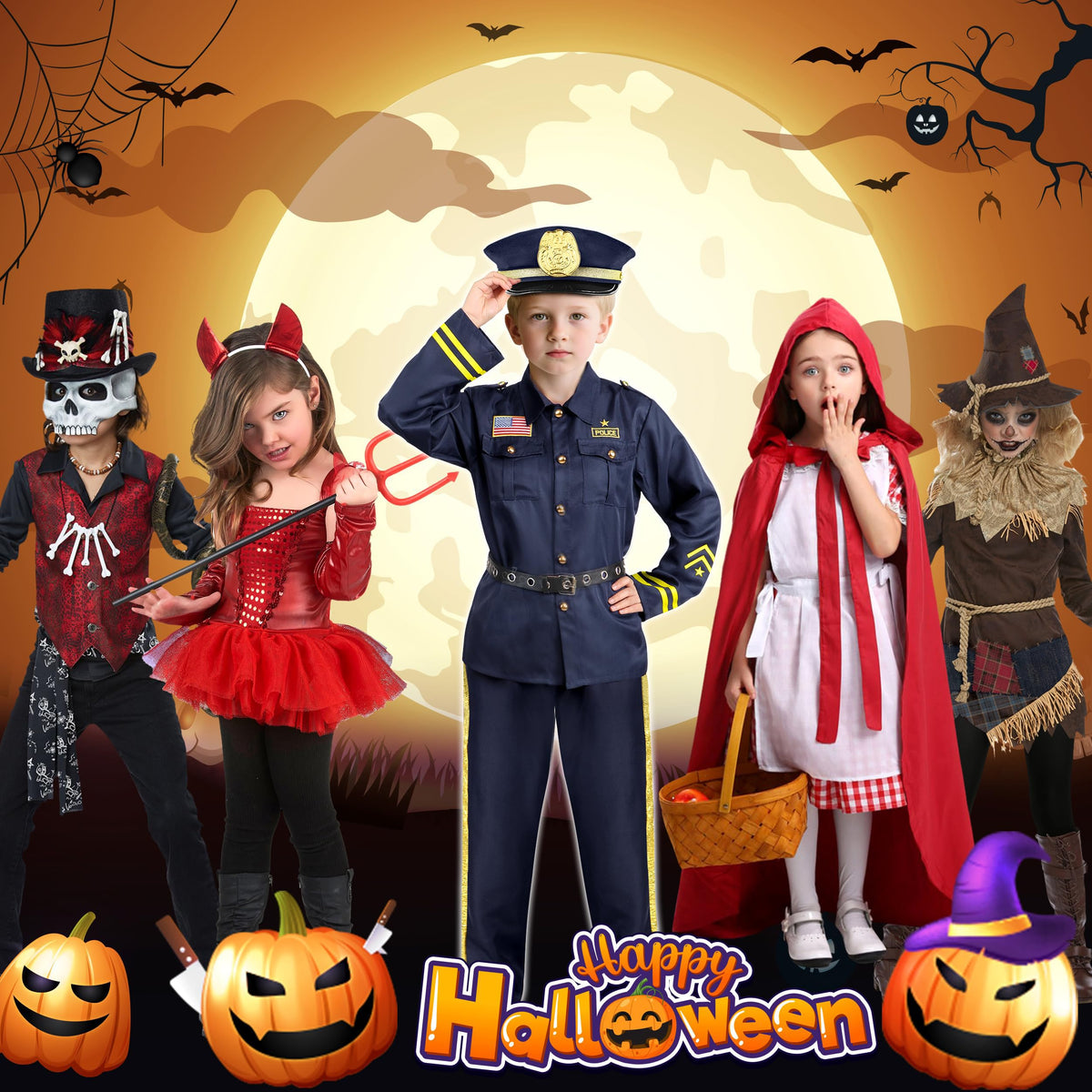 Joycover Kids Police Costume - Complete Uniform & Accessories for Boys & Girls | Halloween Dress Up