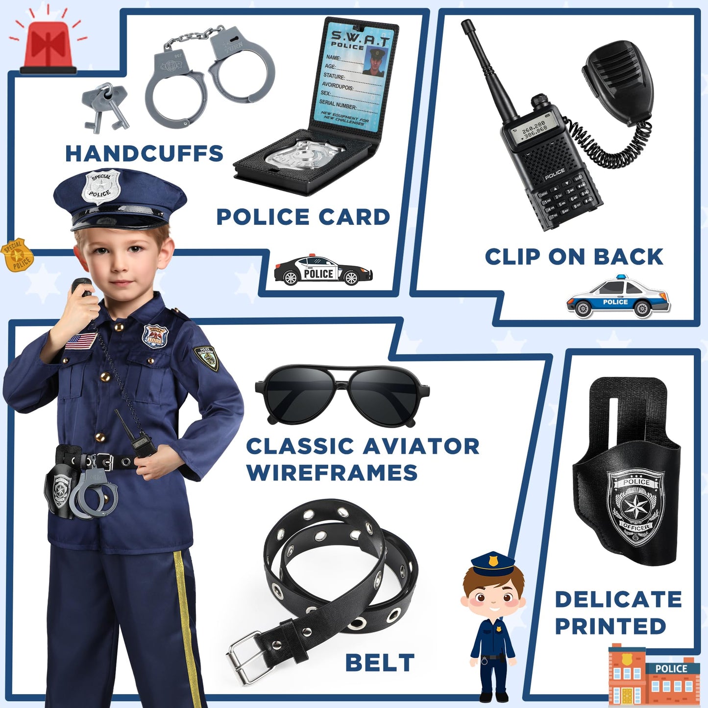 Joycover Kids Police Officer Costume – 5-Piece Uniform & Accessories