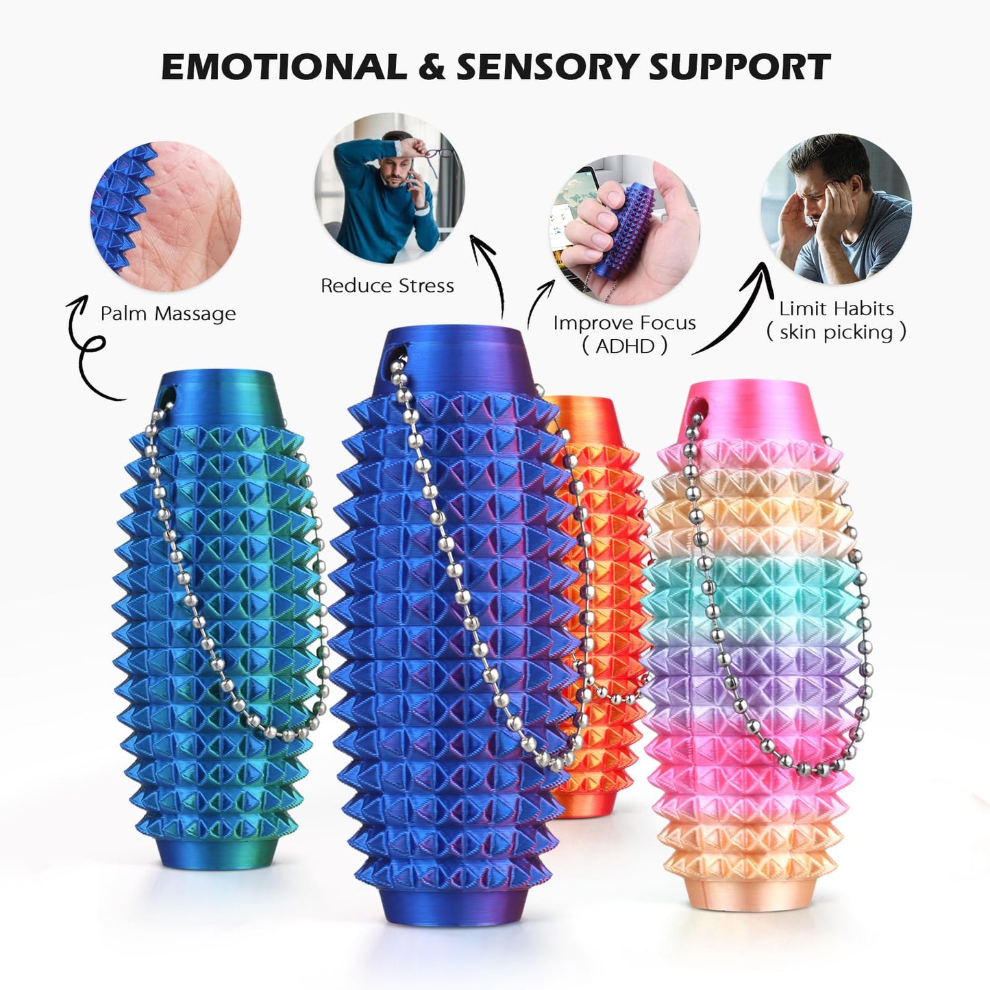 Joyddo Little Ouchies Pain Fidget 4PCS – Portable Spiky Sensory Tools for Focus