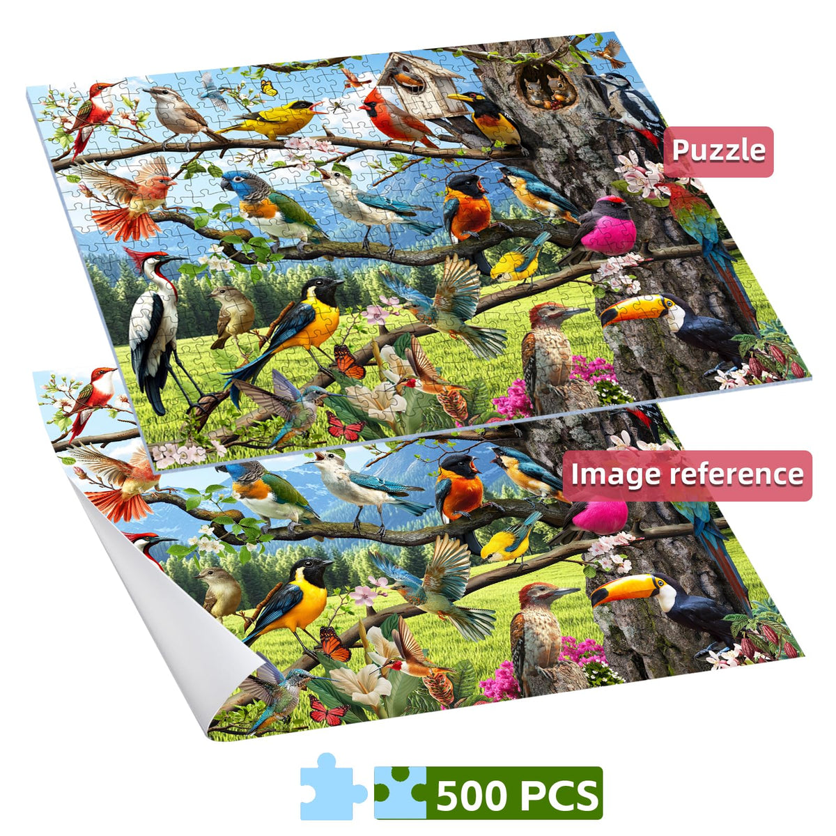 JOYZEXY 500-Piece Jigsaw Puzzle – Wild Birds & Flowers for Adults