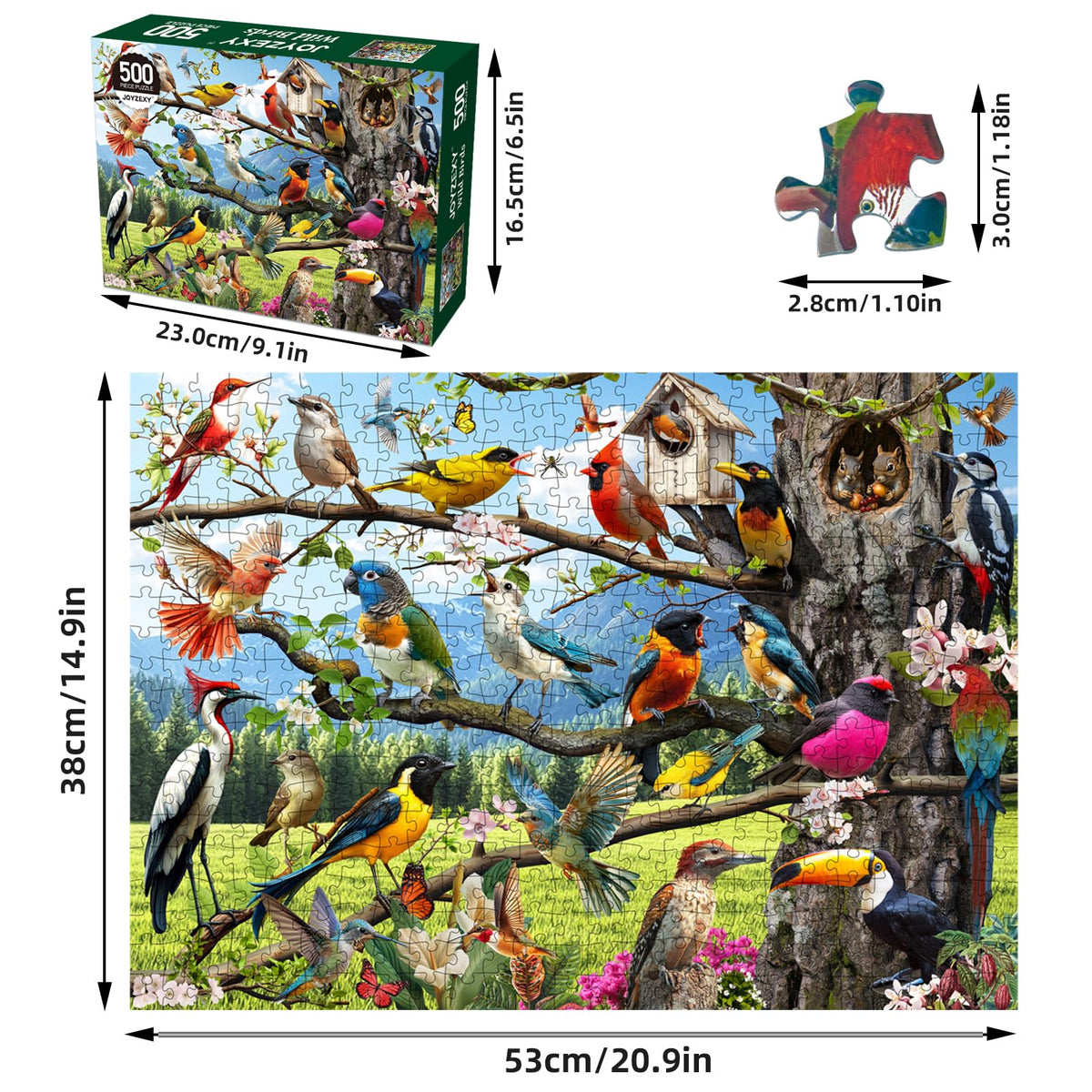 JOYZEXY 500-Piece Jigsaw Puzzle – Wild Birds & Flowers for Adults