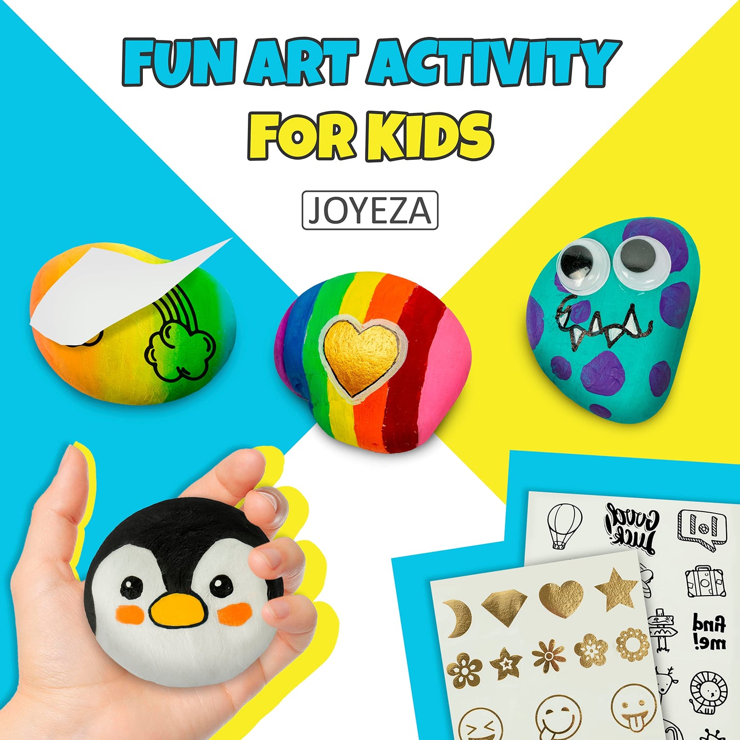 JOYEZA Rock Painting Kit Deluxe for Kids 6-12 – Creative Arts & Crafts Set