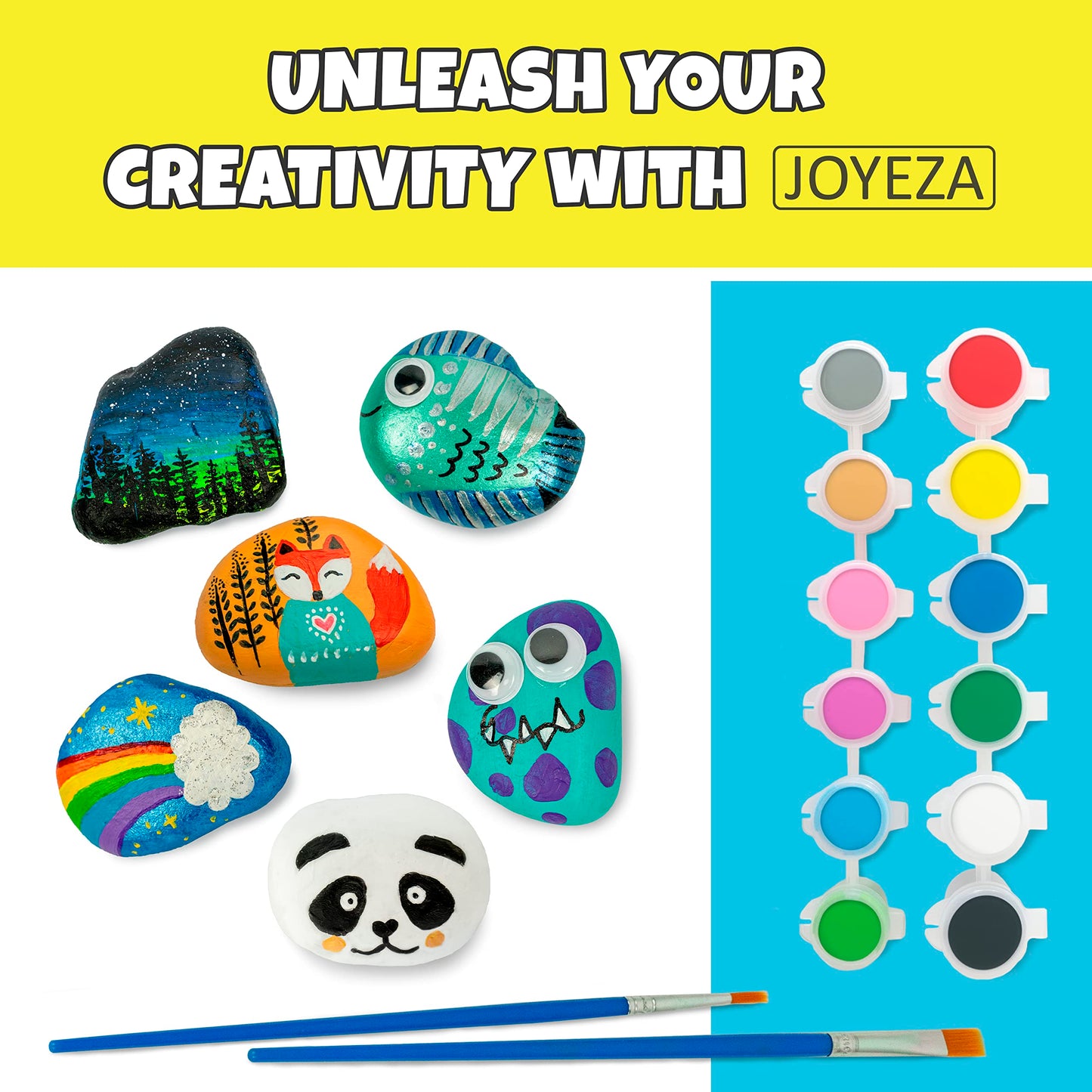 JOYEZA Rock Painting Kit Deluxe for Kids 6-12 – Creative Arts & Crafts Set