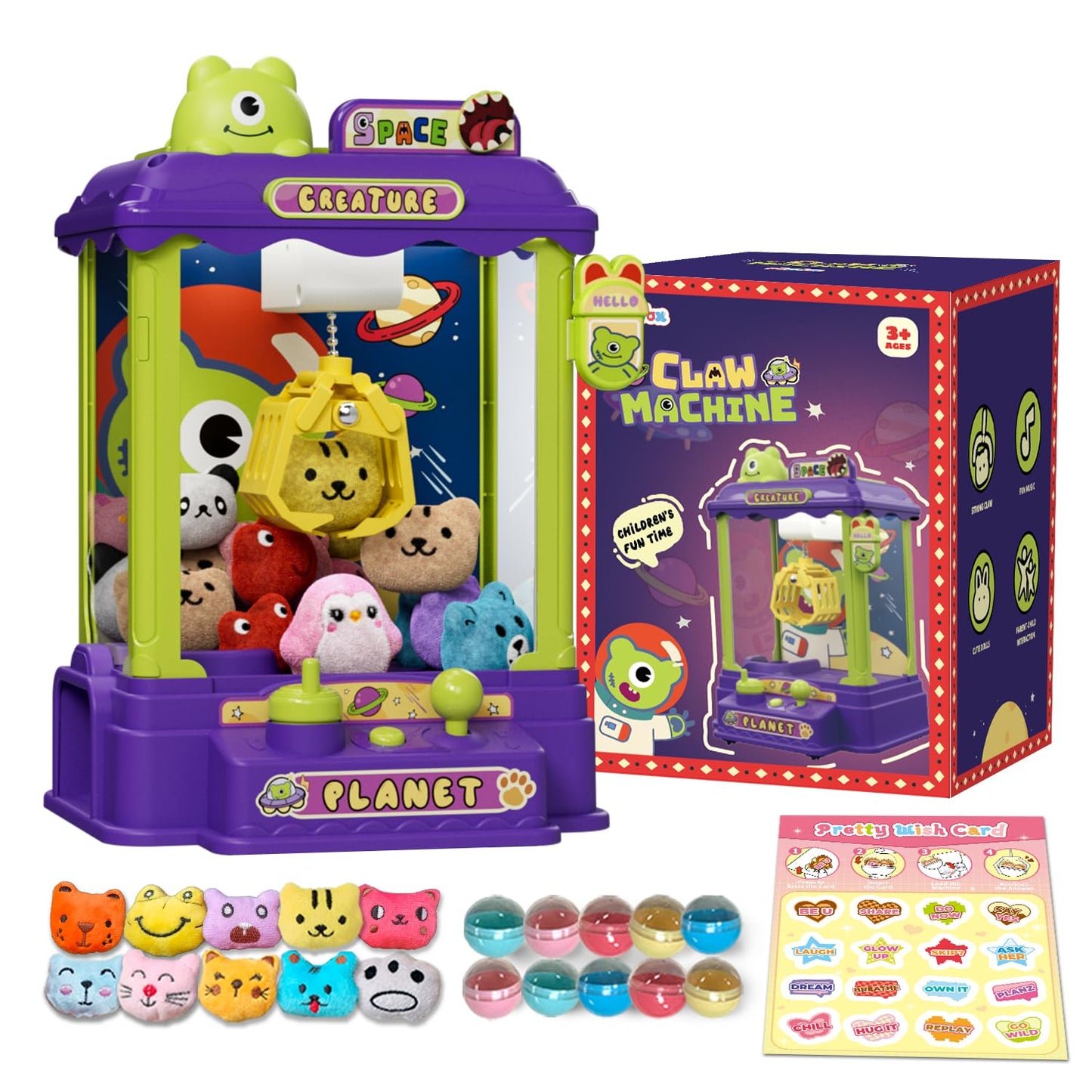 Joyfox Mini Claw Machine for Kids – Monster Theme Plush & Capsule Toys (Ages 3-8)