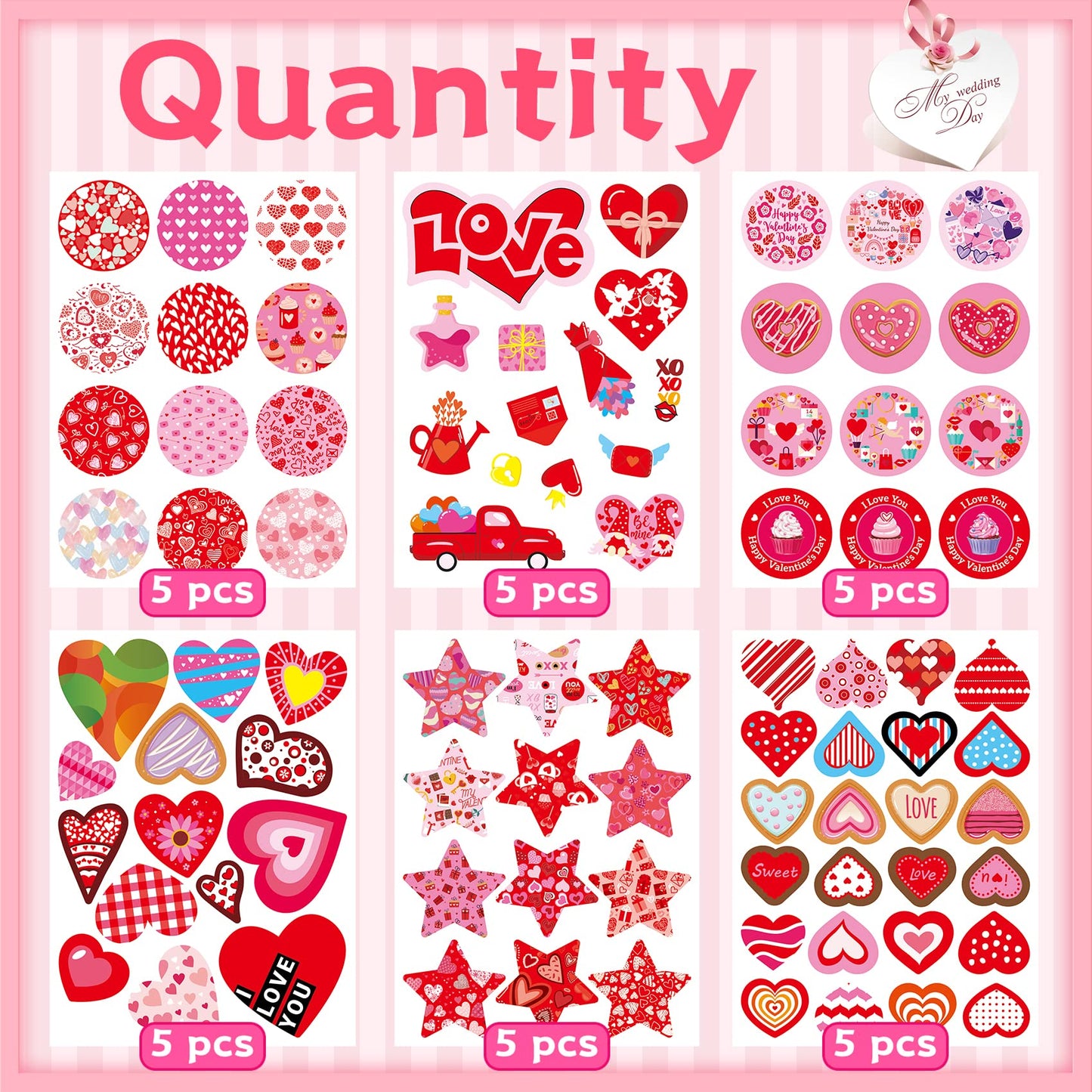Joyful Start Valentines Stickers – 440PCS Pack for Kids, Gift Wrapping & DIY Projects