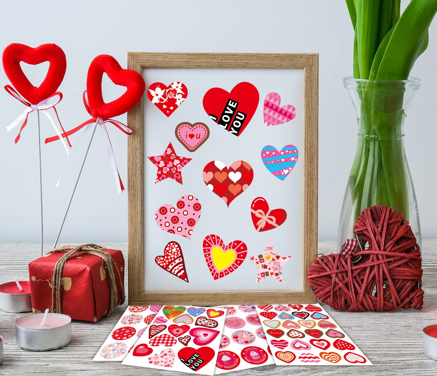 Joyful Start Valentines Stickers – 440PCS Pack for Kids, Gift Wrapping & DIY Projects