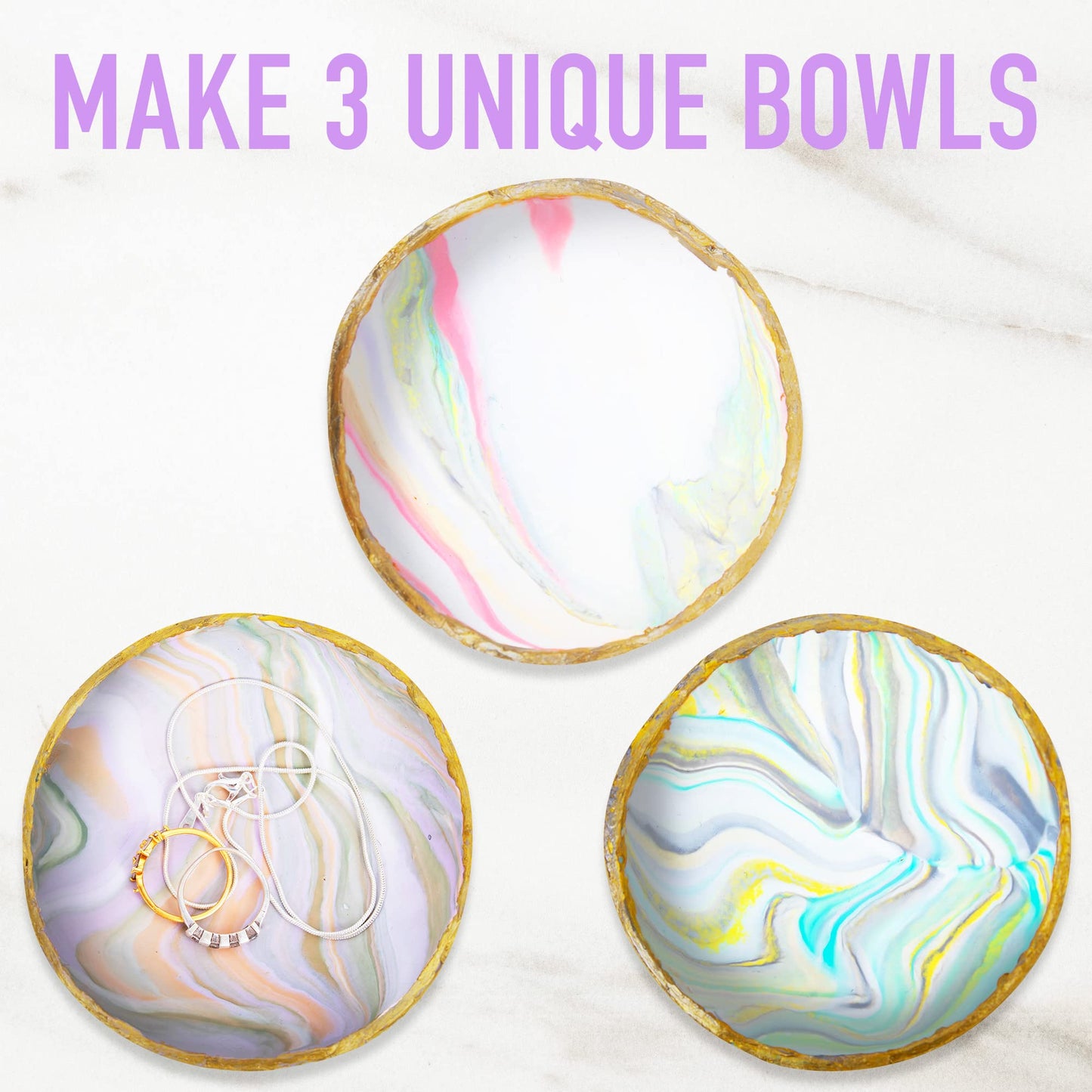 JOiFULi Make Your Own Clay Jewelry Bowls Kit – Arts & Crafts for Girls 8-12