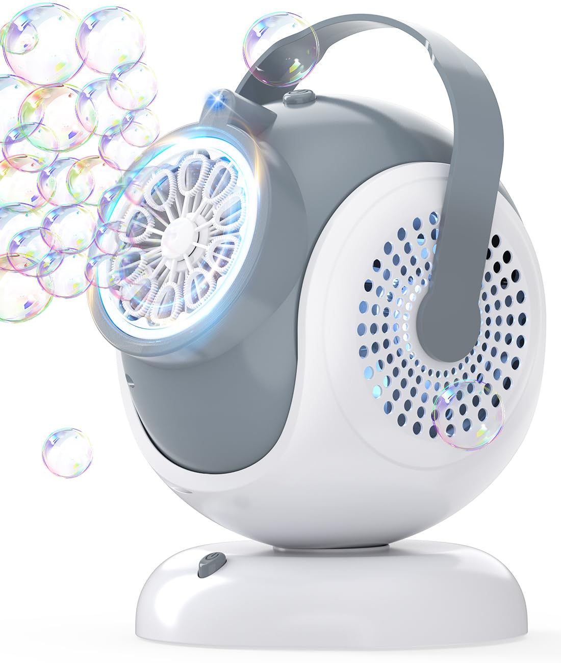 Joyfuture Rechargeable Bubble Machine – 360-degree Rotation, 75-degree Tilt, 10 Large Wands