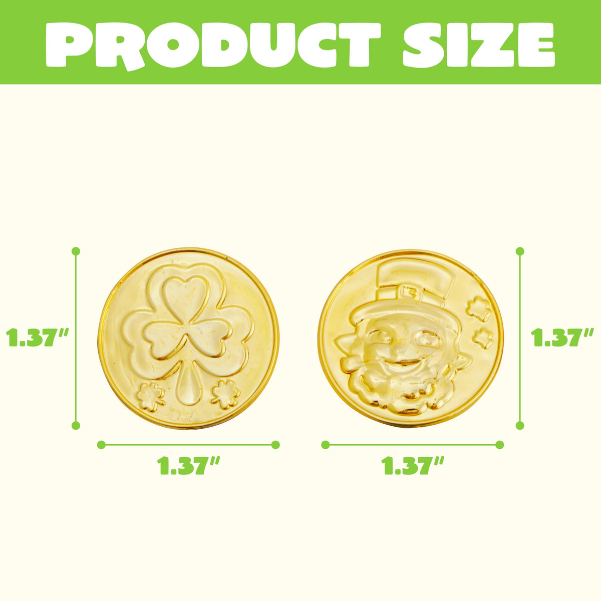 JOYIN 120 Pcs St. Patrick’s Day Gold Coins – Plastic Coins with Shamrock & Leprechaun Designs