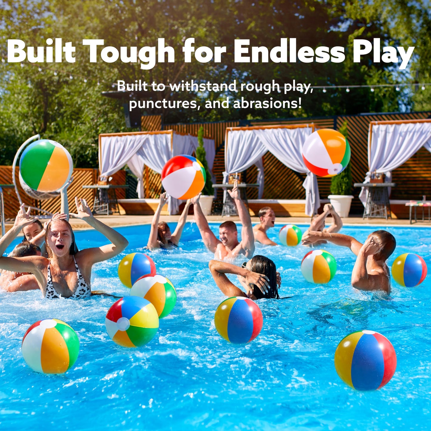 JOYIN 12-Pack Rainbow Beach Balls – Bulk Inflatable Pool Toys for All Ages