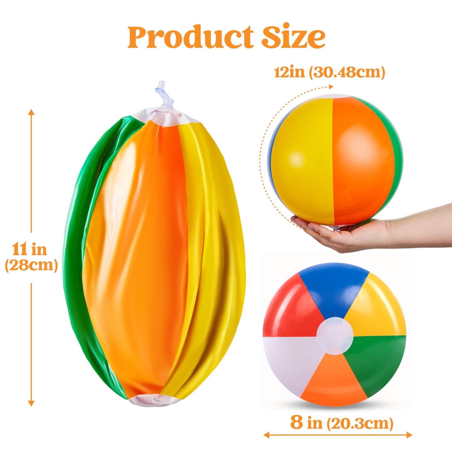 JOYIN 12-Pack Rainbow Beach Balls – Bulk Inflatable Pool Toys for All Ages