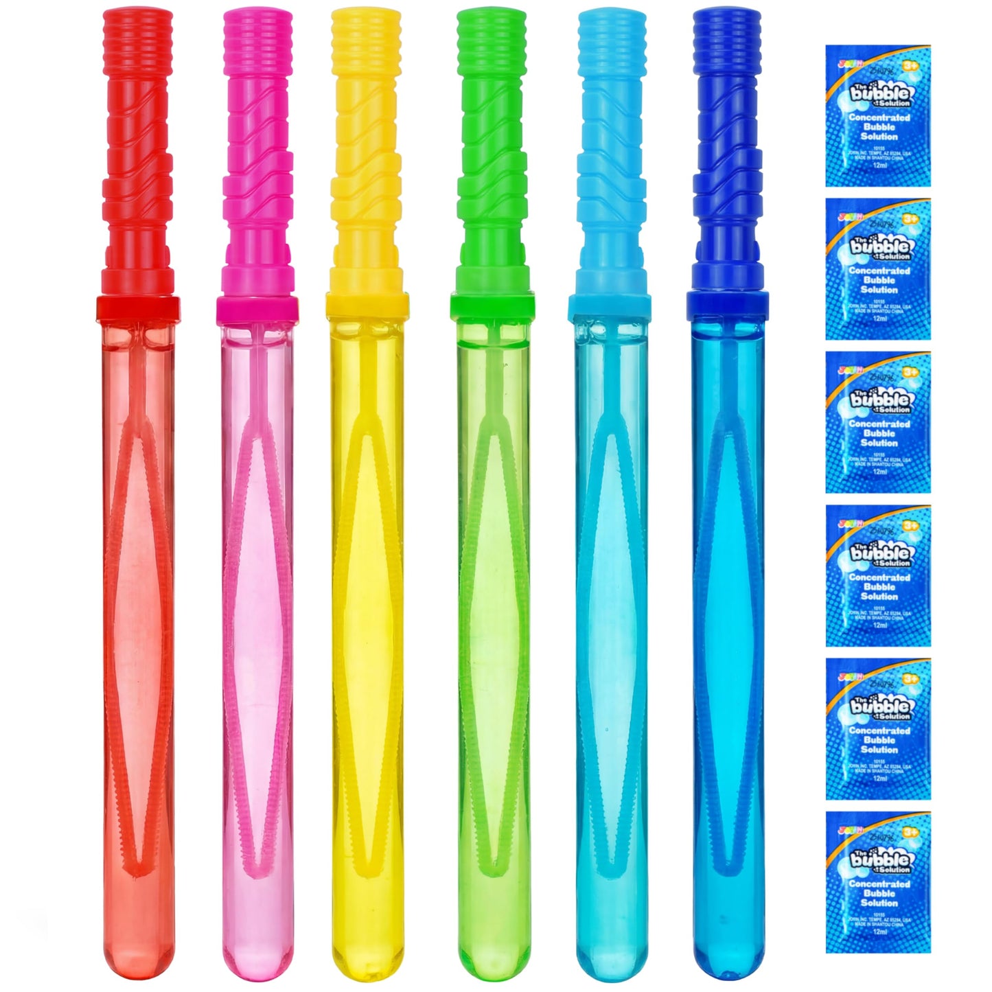 JOYIN 14.6-Inch Big Bubble Wands — 6-Color Giant Bubble Set with Refill Solution