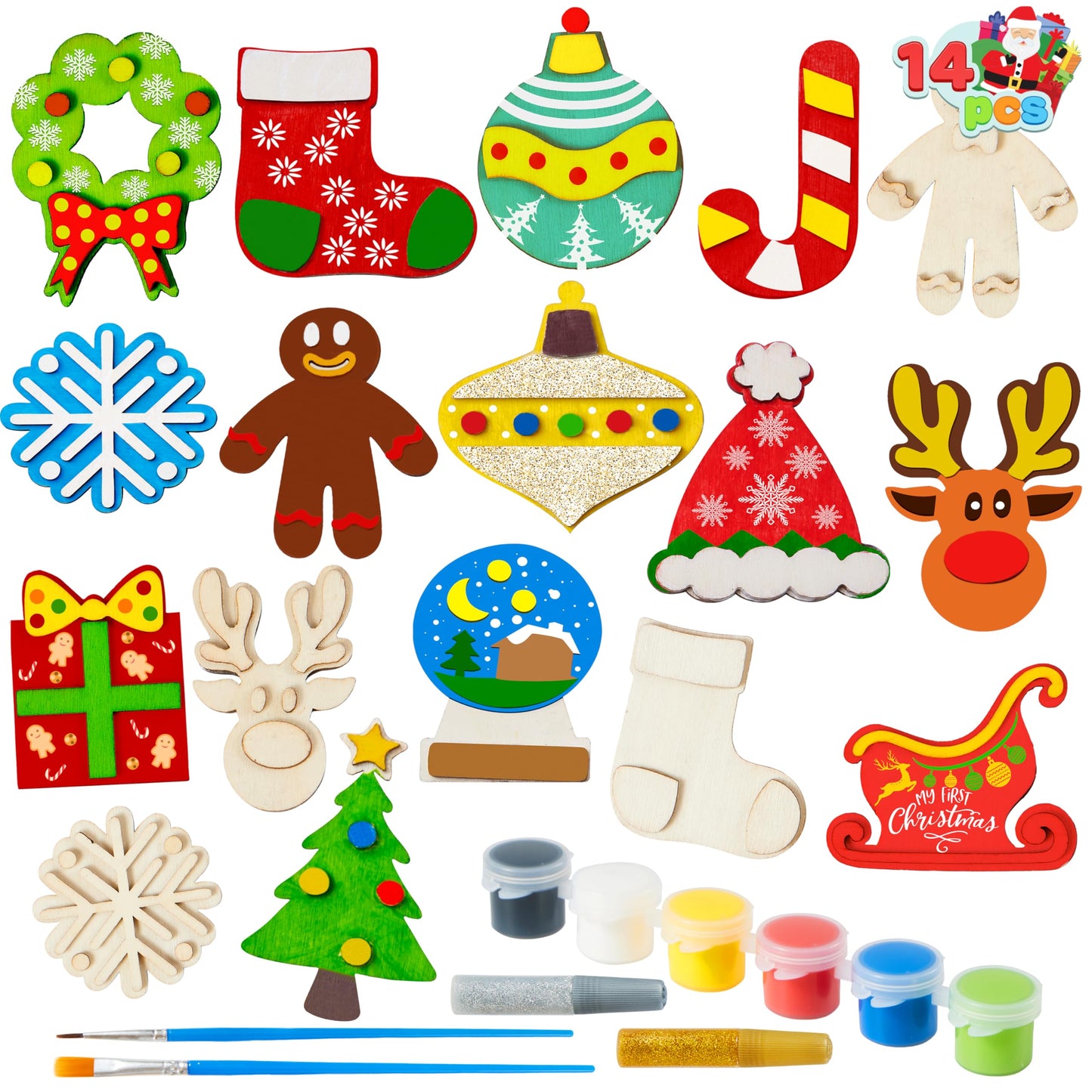 JOYIN 14 Christmas Wooden Magnet Craft Kit for Kids – Paint & Create