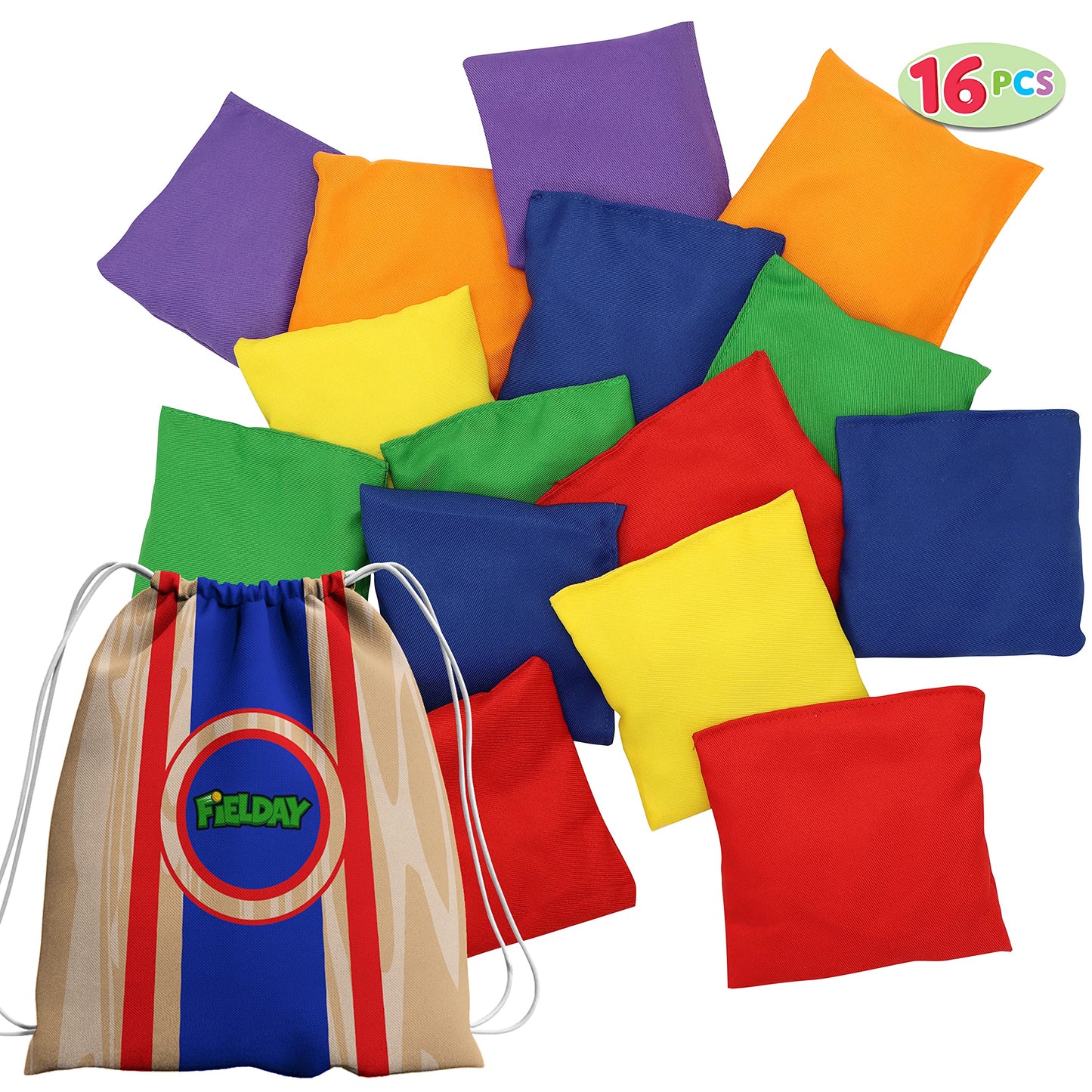 JOYIN 16 Cornhole Bean Bags Set – 4.7” x 4.7”, All-Weather Nylon, Carry Bag Included