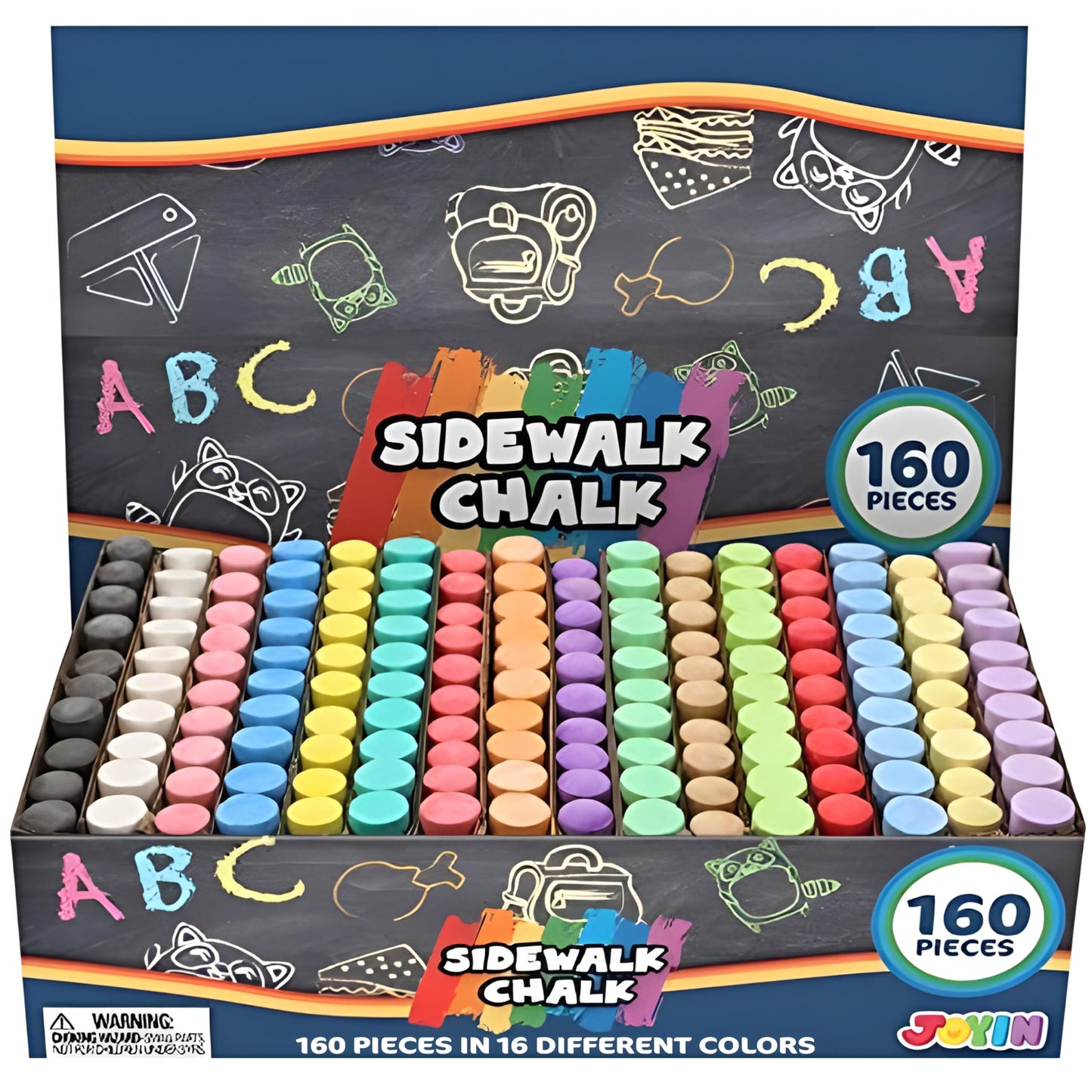 JOYIN 160 Pcs Sidewalk Chalks Set – Non-Toxic & Washable Outdoor Chalk for Kids