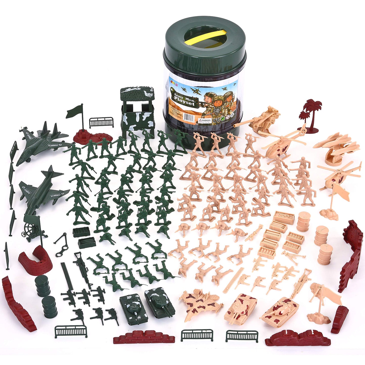 JOYIN 164-Piece Military Soldier Playset – Deluxe Battle Group with Vehicles