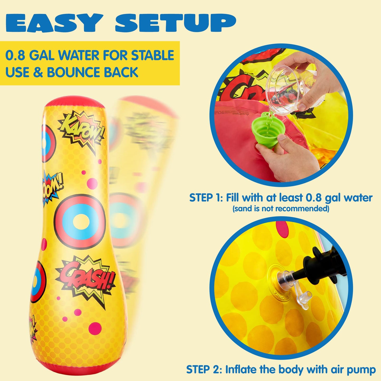 JOYIN 2-Pack Inflatable Bopper 47in – Bounce-Back Kids Punching Bag