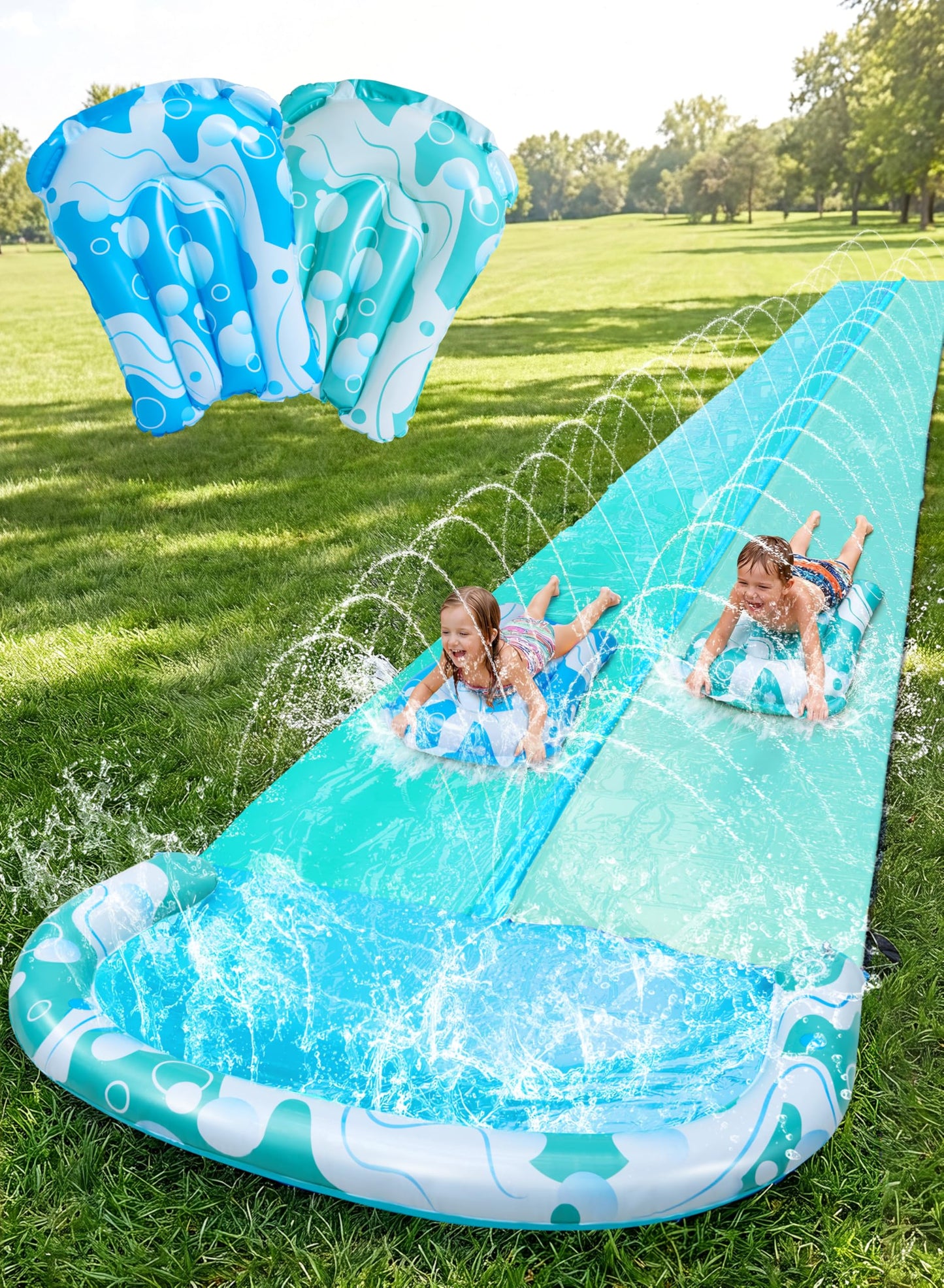 JOYIN 22.5ft Water Slide with Sprinkler & 2 Inflatable Boards – Extra-Long Backyard Fun