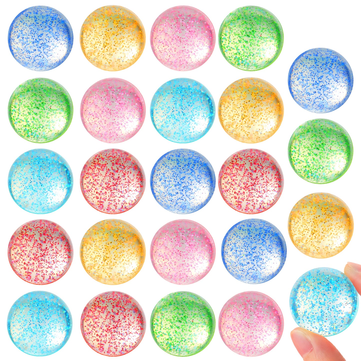 JOYIN 24 Pcs Glitter Bouncy Balls – 6 Styles, 32mm | Party Favors & Goodie Bags