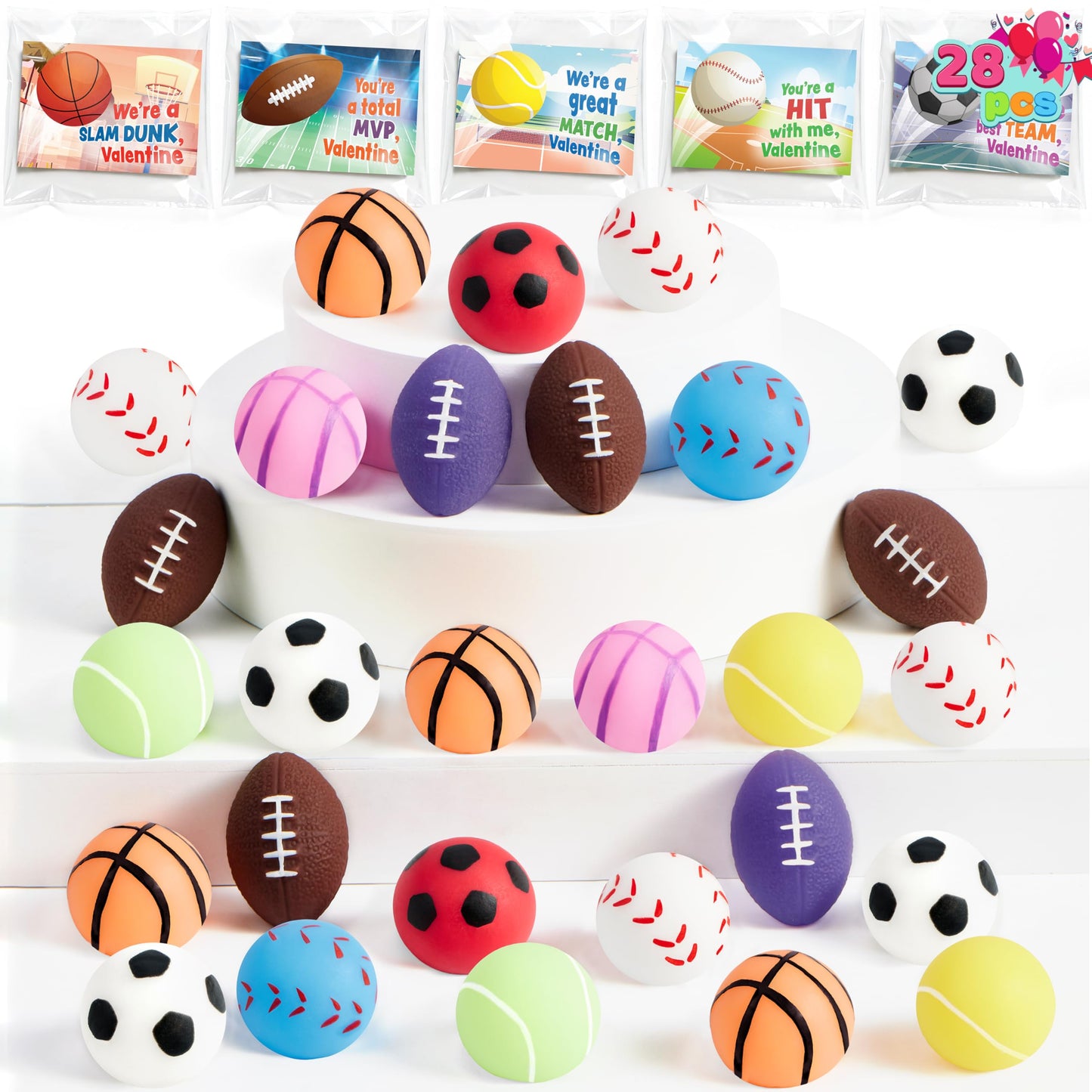 JOYIN 28-Pack Valentines Day Mochi Squishy Gift Cards for Kids