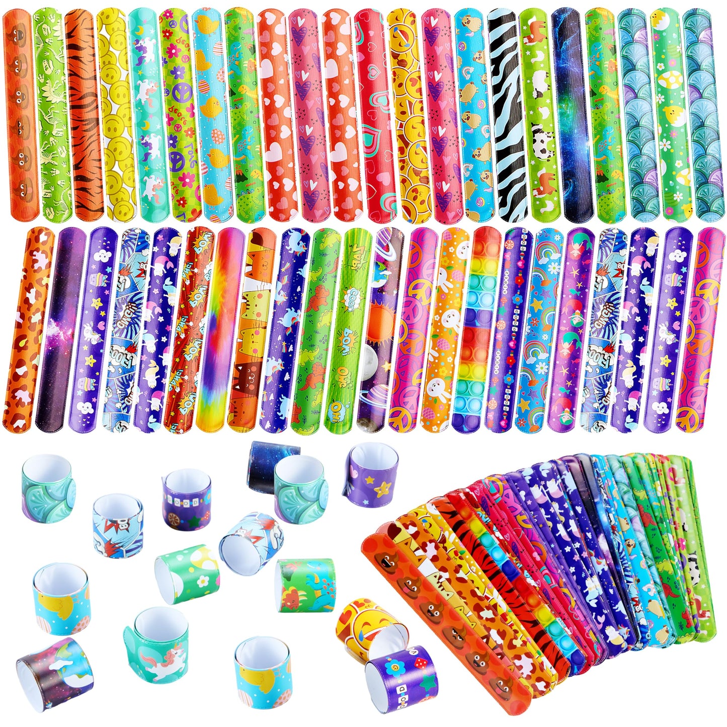 JOYIN 288 Pcs Valentine Slap Bracelets for Kids – 36 Designs, Party Favors