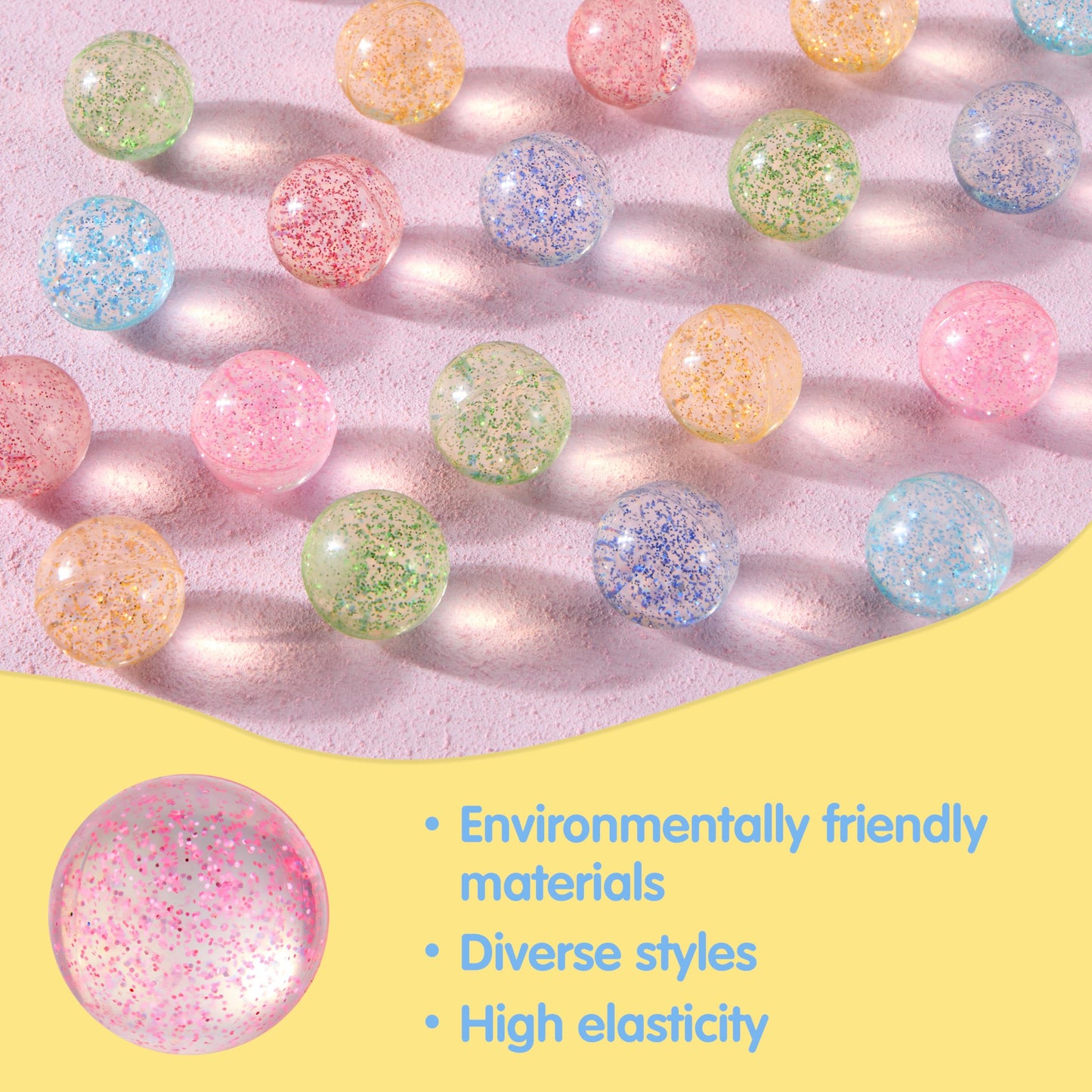JOYIN 24 Pcs Glitter Bouncy Balls – 6 Styles, 32mm | Party Favors & Goodie Bags