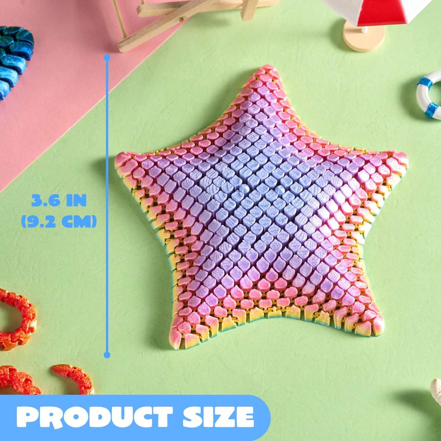 JOYIN 3 Pcs 3D Printed Fidget Toys — Articulated Octopus, Ray & Starfish for Stress Relief & Desk Decor