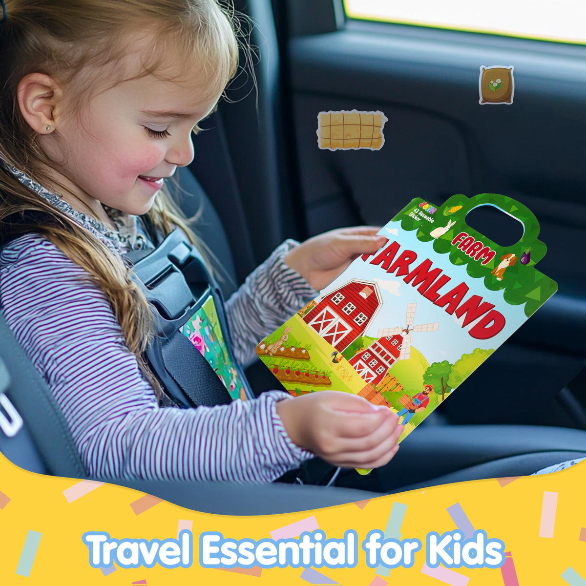 JOYIN Farm Animals Reusable Sticker Book for Toddlers – 43 3D Stickers, Travel Activity