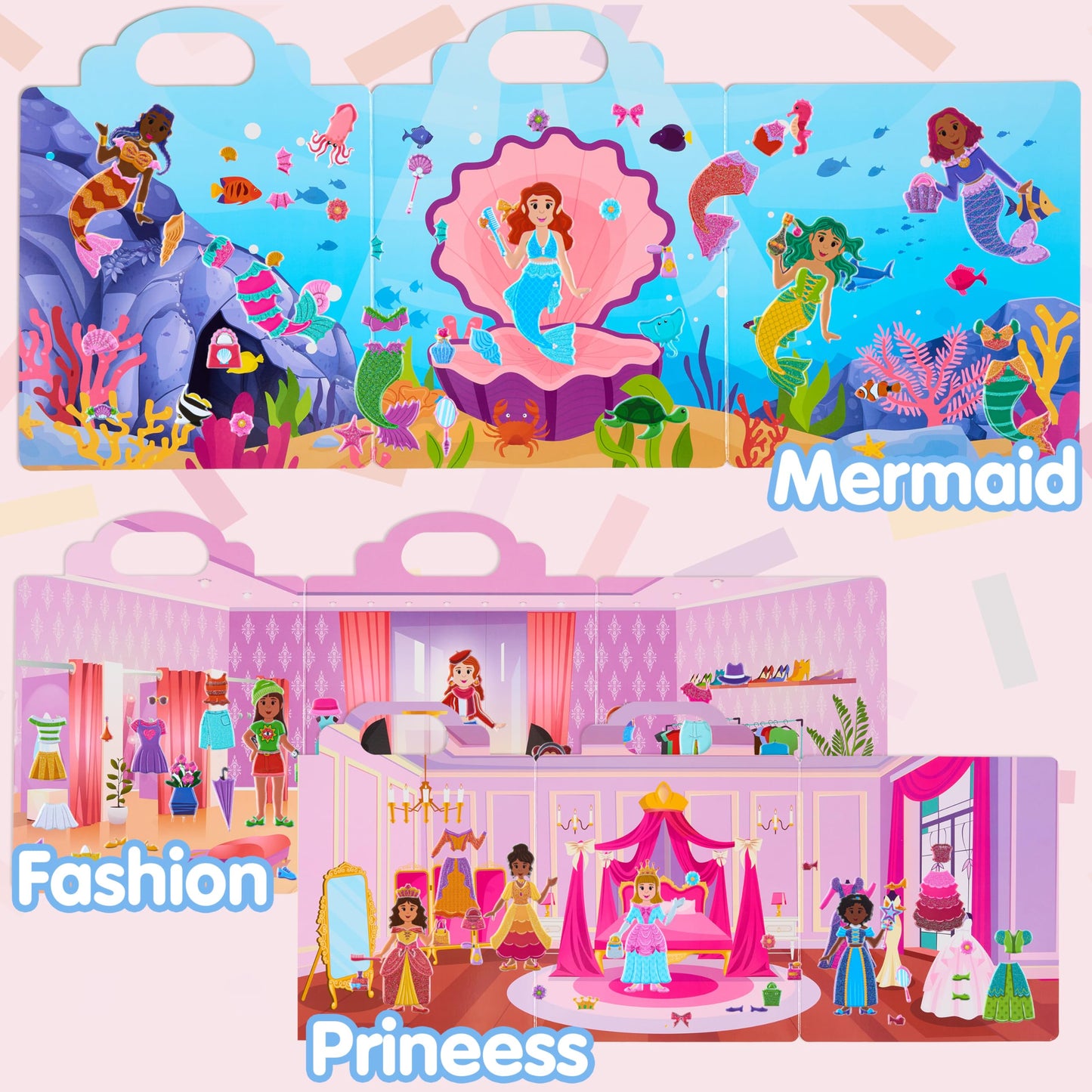 JOYIN 3 Sets Dress-Up Reusable Sticker Book for Toddlers | 3D Stickers | Travel Activity Toys