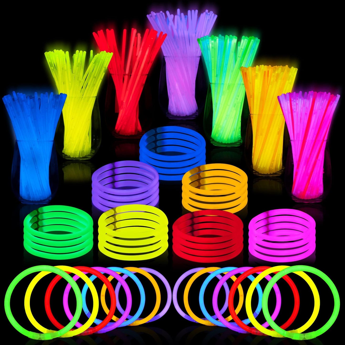 JOYIN 400 Pcs Glow Sticks Pack – Neon Party Favors, Bracelets & Necklaces