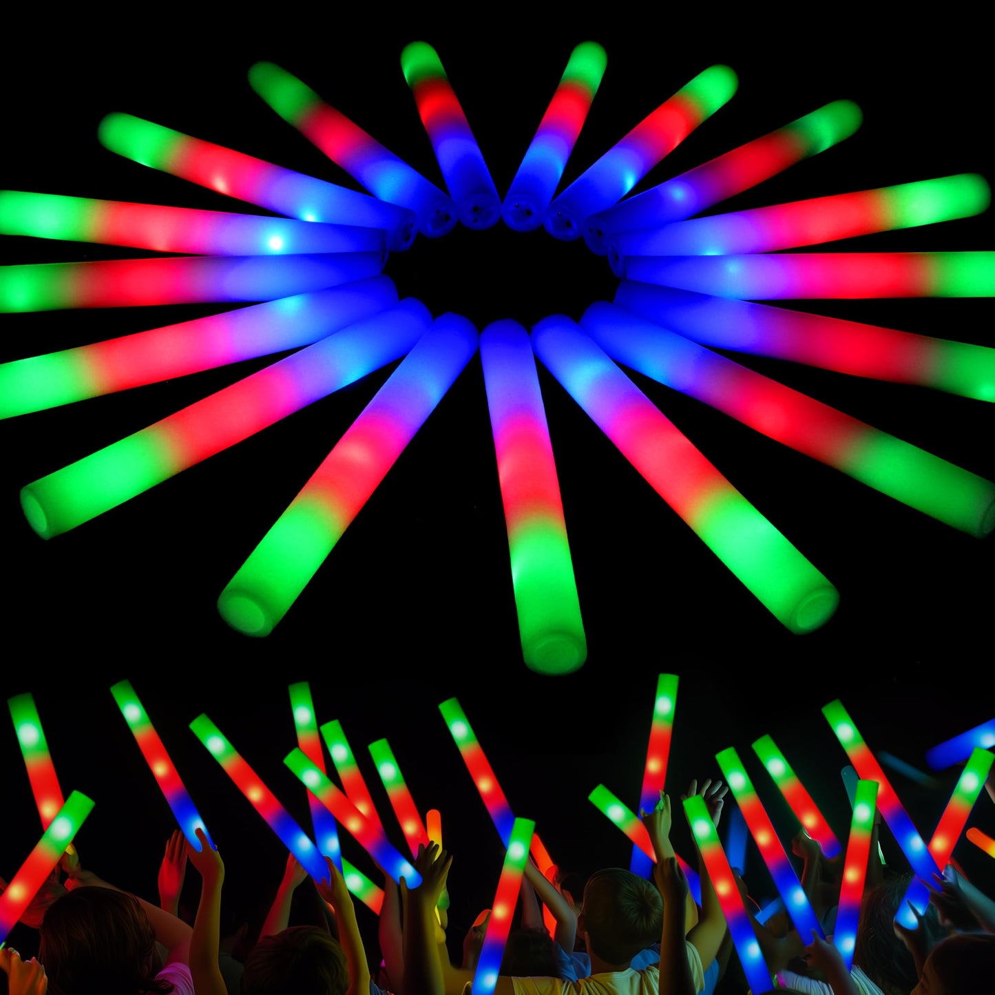 JOYIN 42 PCS LED Light Up Foam Sticks – 3 Modes for Party Favors