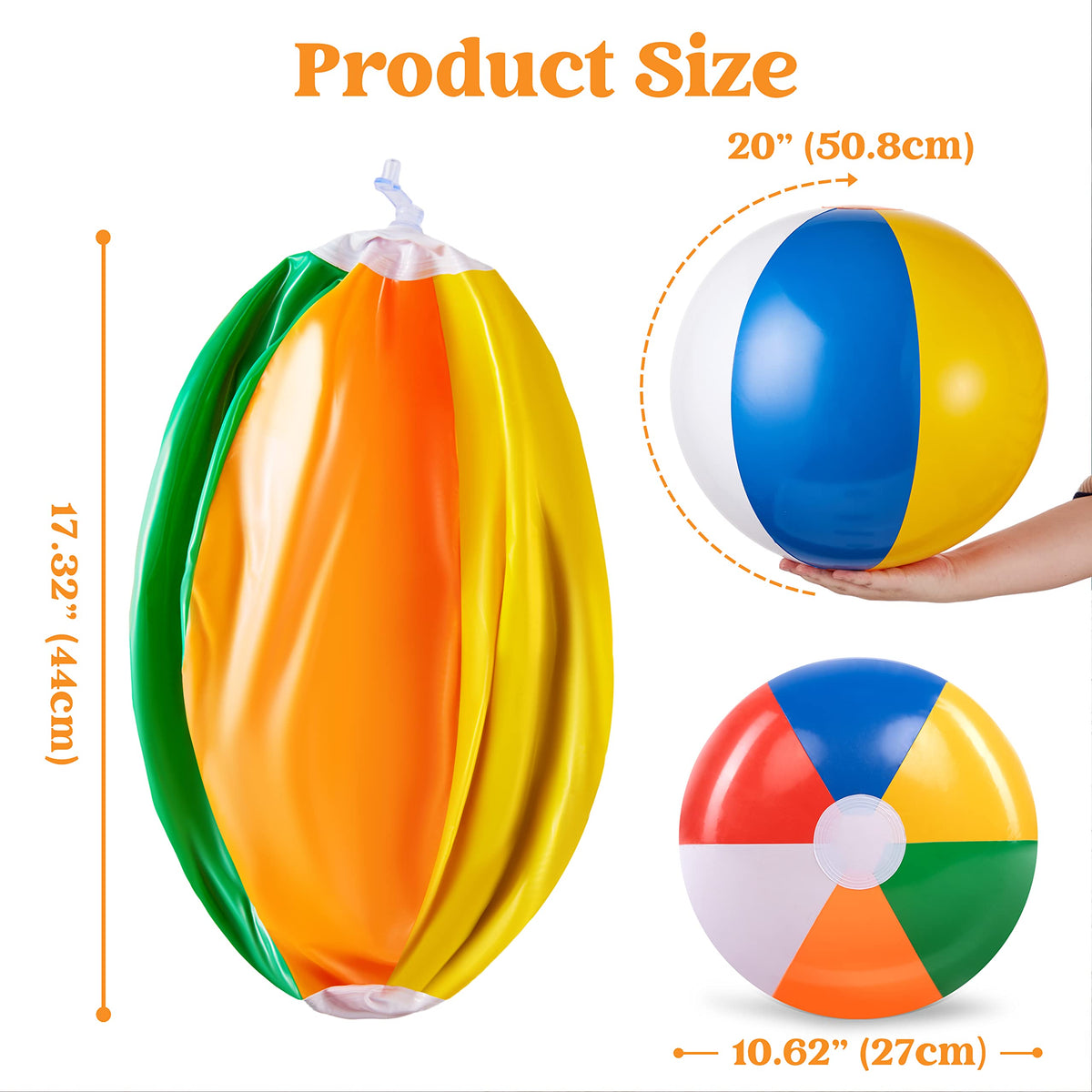 JOYIN 4-Pack 20-Inch Rainbow Beach Balls – Large Inflatable Pool Toys for Parties & Summer Fun