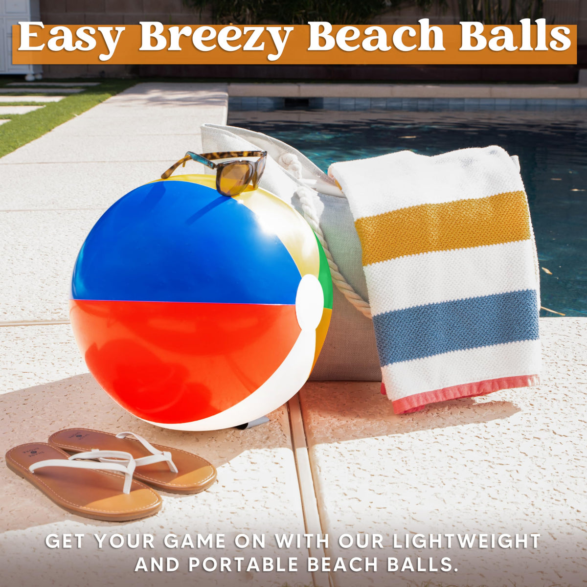 JOYIN 4-Pack 20-Inch Rainbow Beach Balls – Large Inflatable Pool Toys for Parties & Summer Fun