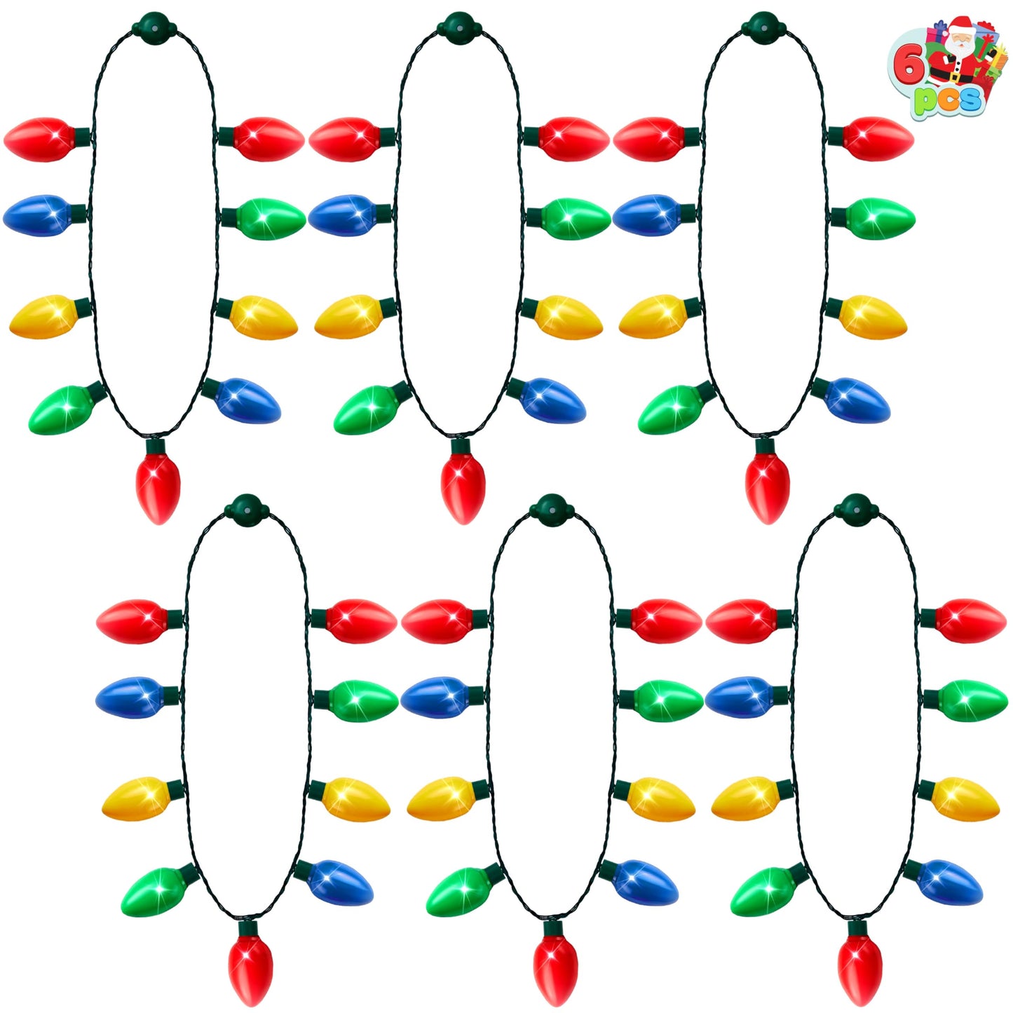 JOYIN 6-Pack Christmas LED Necklaces — 9 Bulbs, 35-Inch, Party Favors