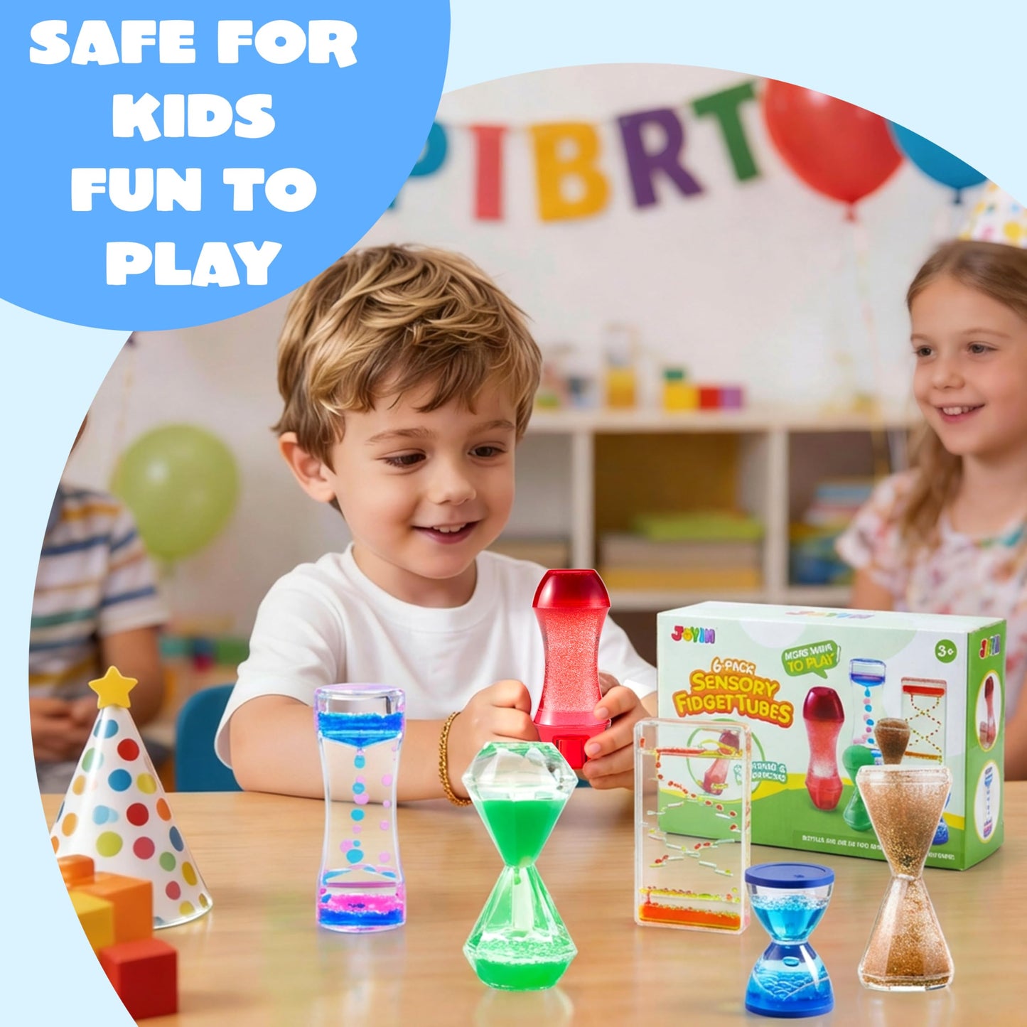 JOYIN 6 Pcs Sensory Fidget Tubes — Calming Water Bottles for Autism