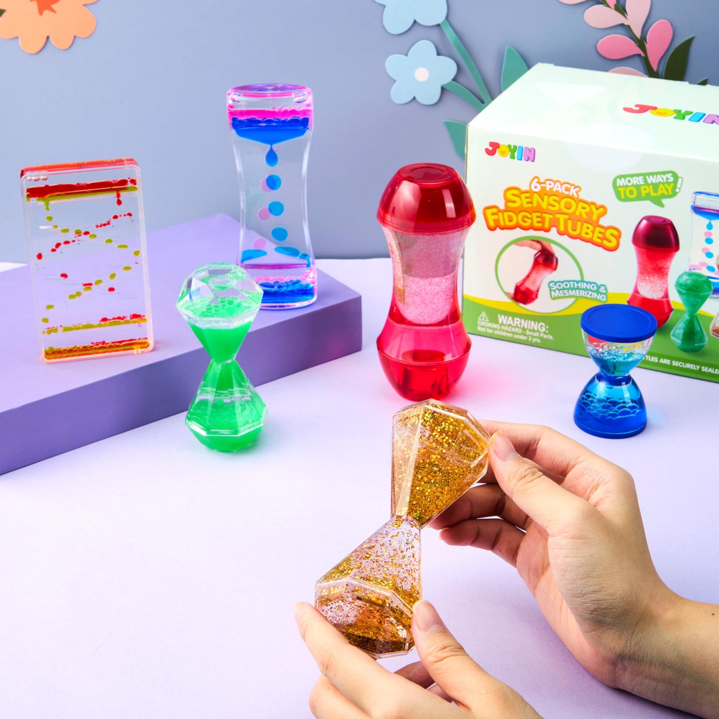 JOYIN 6 Pcs Sensory Fidget Tubes — Calming Water Bottles for Autism