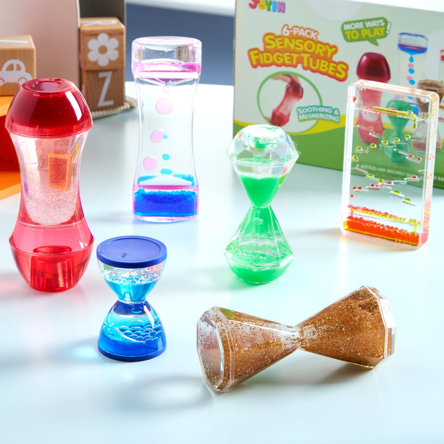 JOYIN 6 Pcs Sensory Fidget Tubes — Calming Water Bottles for Autism