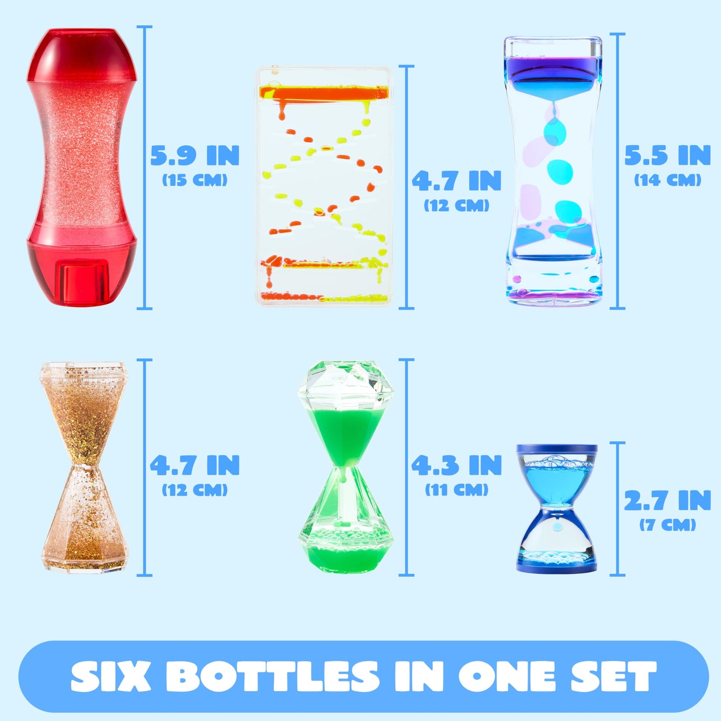 JOYIN 6 Pcs Sensory Fidget Tubes — Calming Water Bottles for Autism